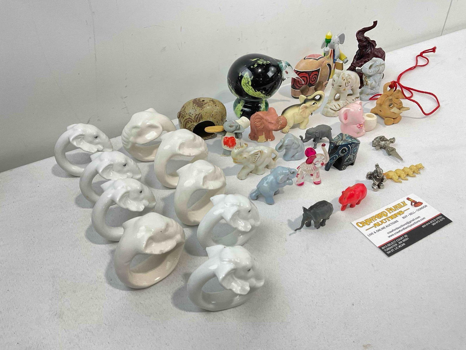 32 pcs Vintage Decorative Figurine Collection, incl. Ceramic Elephant Napkin Rings & More! - 3