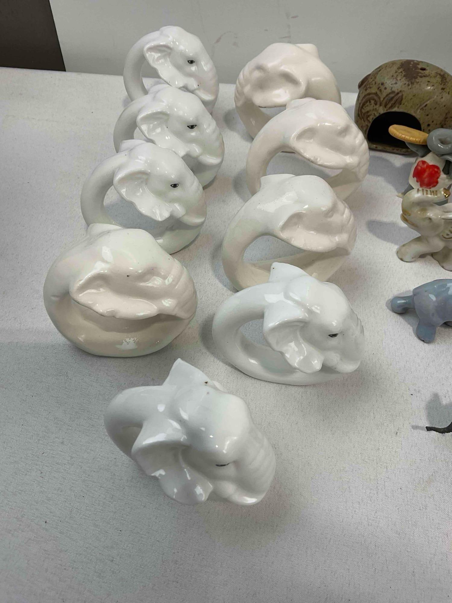 32 pcs Vintage Decorative Figurine Collection, incl. Ceramic Elephant Napkin Rings & More! - 4