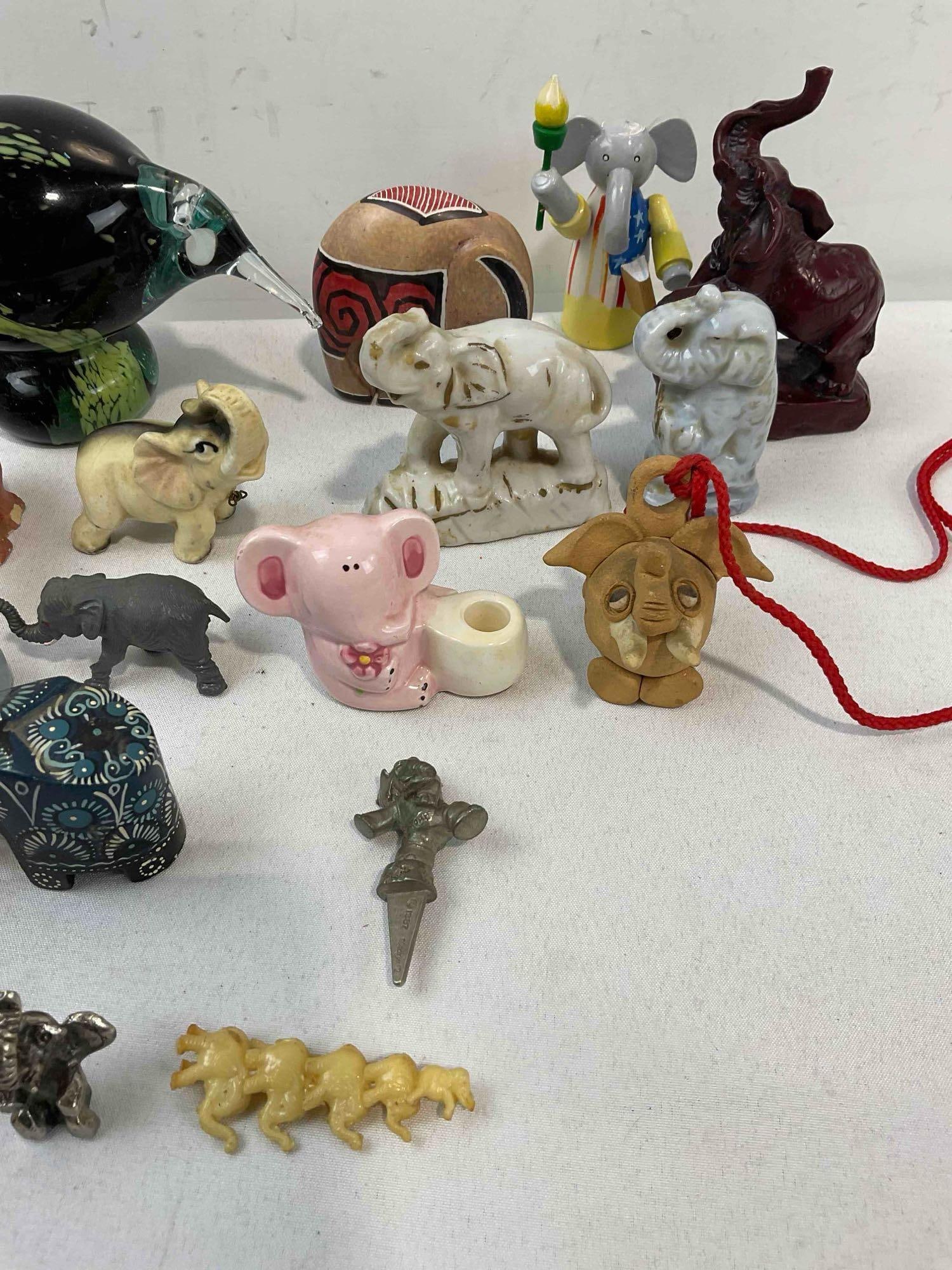 32 pcs Vintage Decorative Figurine Collection, incl. Ceramic Elephant Napkin Rings & More! - 6