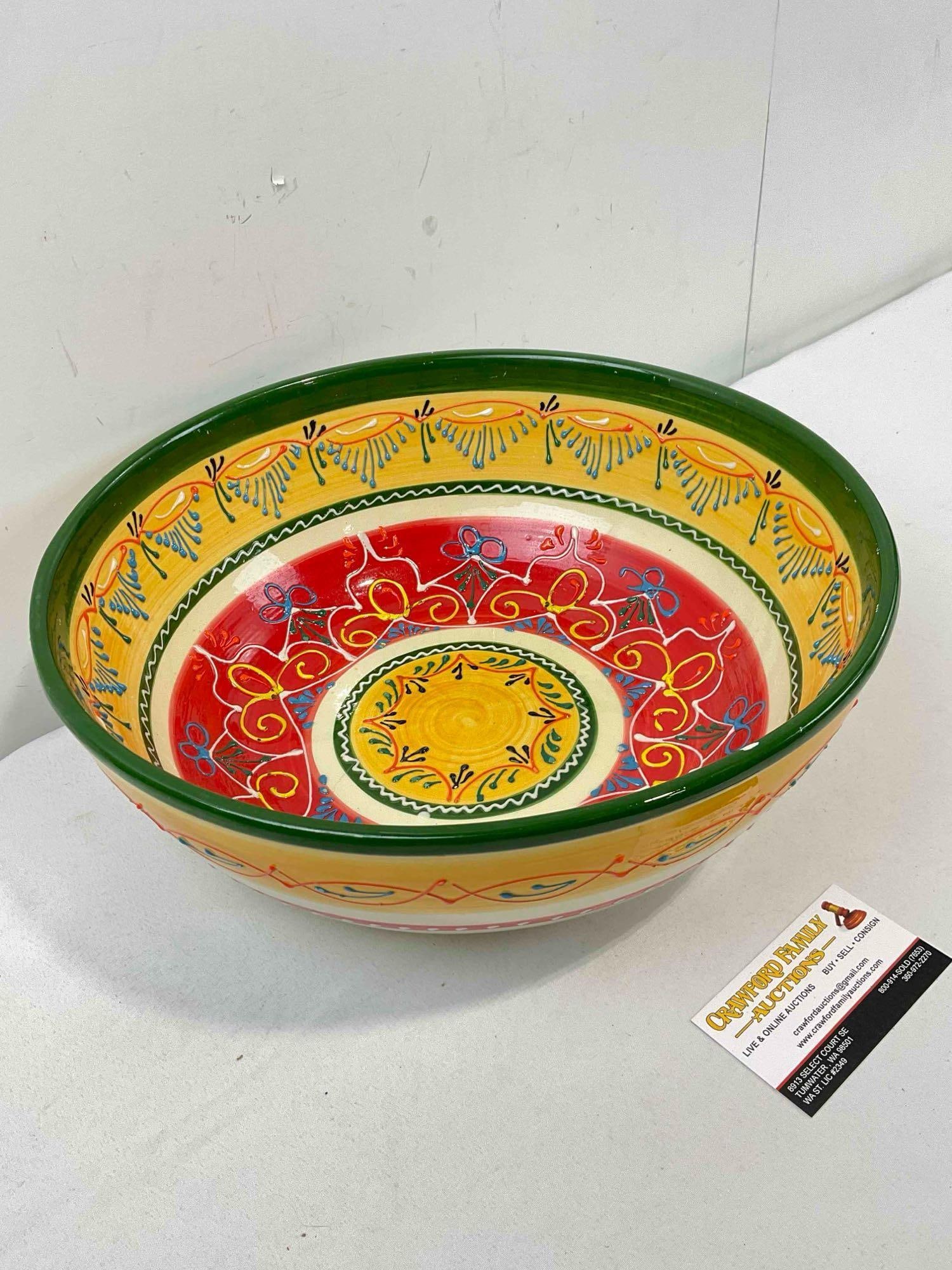 Vintage Colorful Spanish Hand Made "El Poyeton" Decorative Ceramic Bowl. Fair Condition. - 3