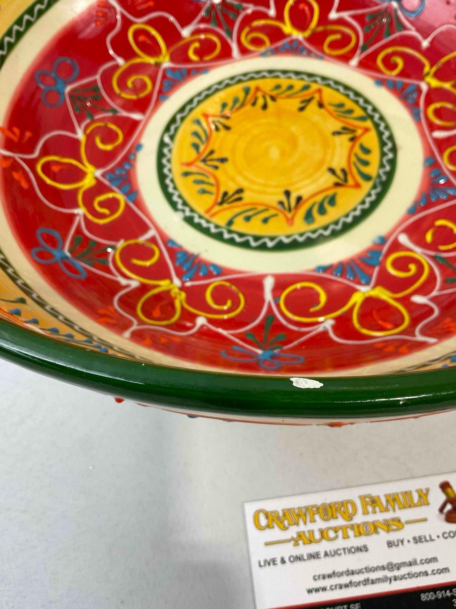 Vintage Colorful Spanish Hand Made "El Poyeton" Decorative Ceramic Bowl. Fair Condition. - 4