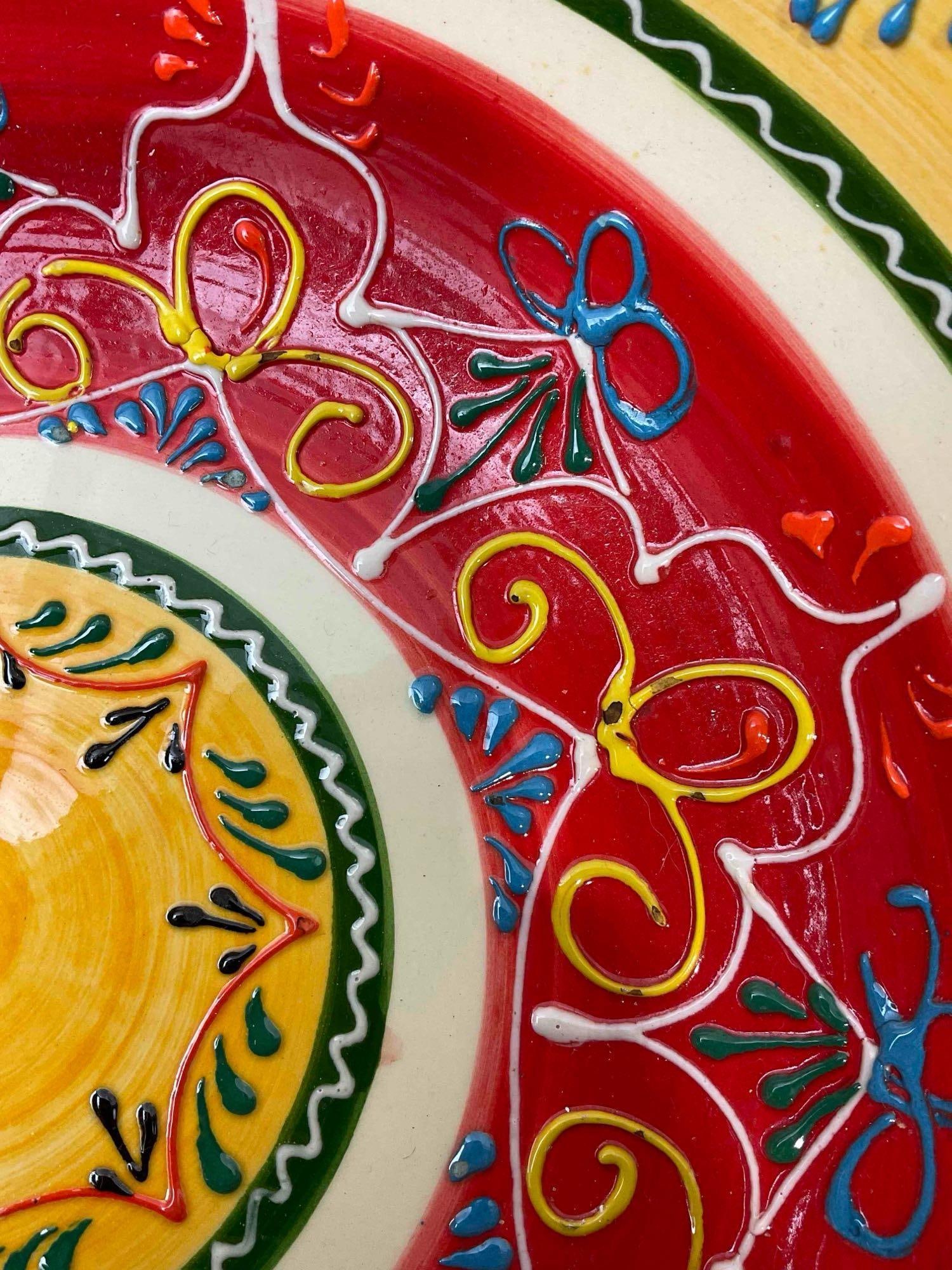 Vintage Colorful Spanish Hand Made "El Poyeton" Decorative Ceramic Bowl. Fair Condition. - 5