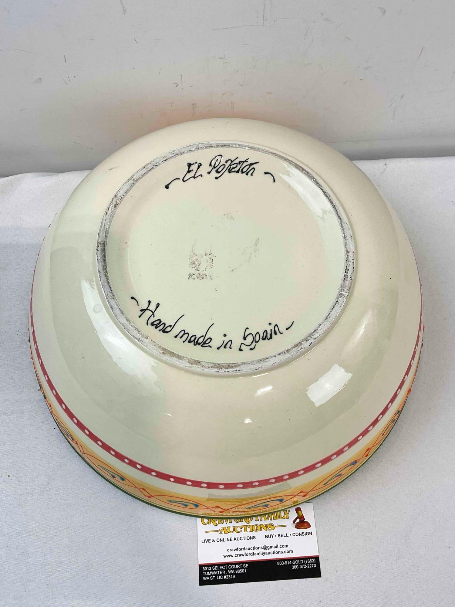 Vintage Colorful Spanish Hand Made "El Poyeton" Decorative Ceramic Bowl. Fair Condition. - 6