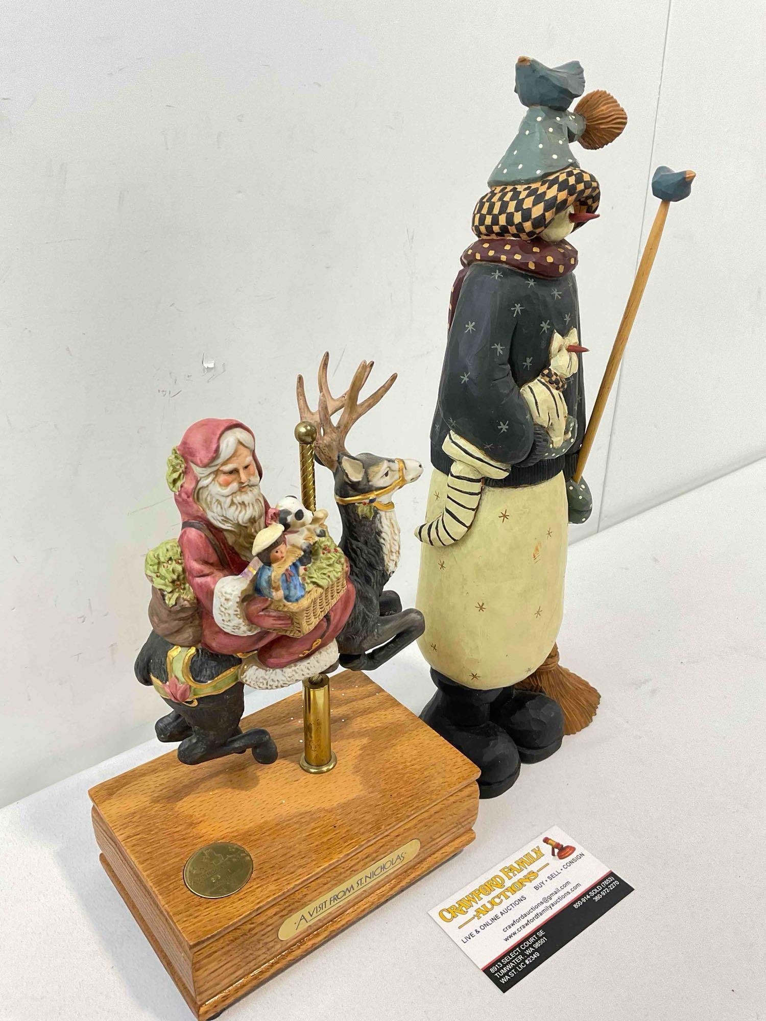 2 pcs Vintage Christmas Decorations, incl. Williraye Studio Composite Snowman & More! See pics. - 2