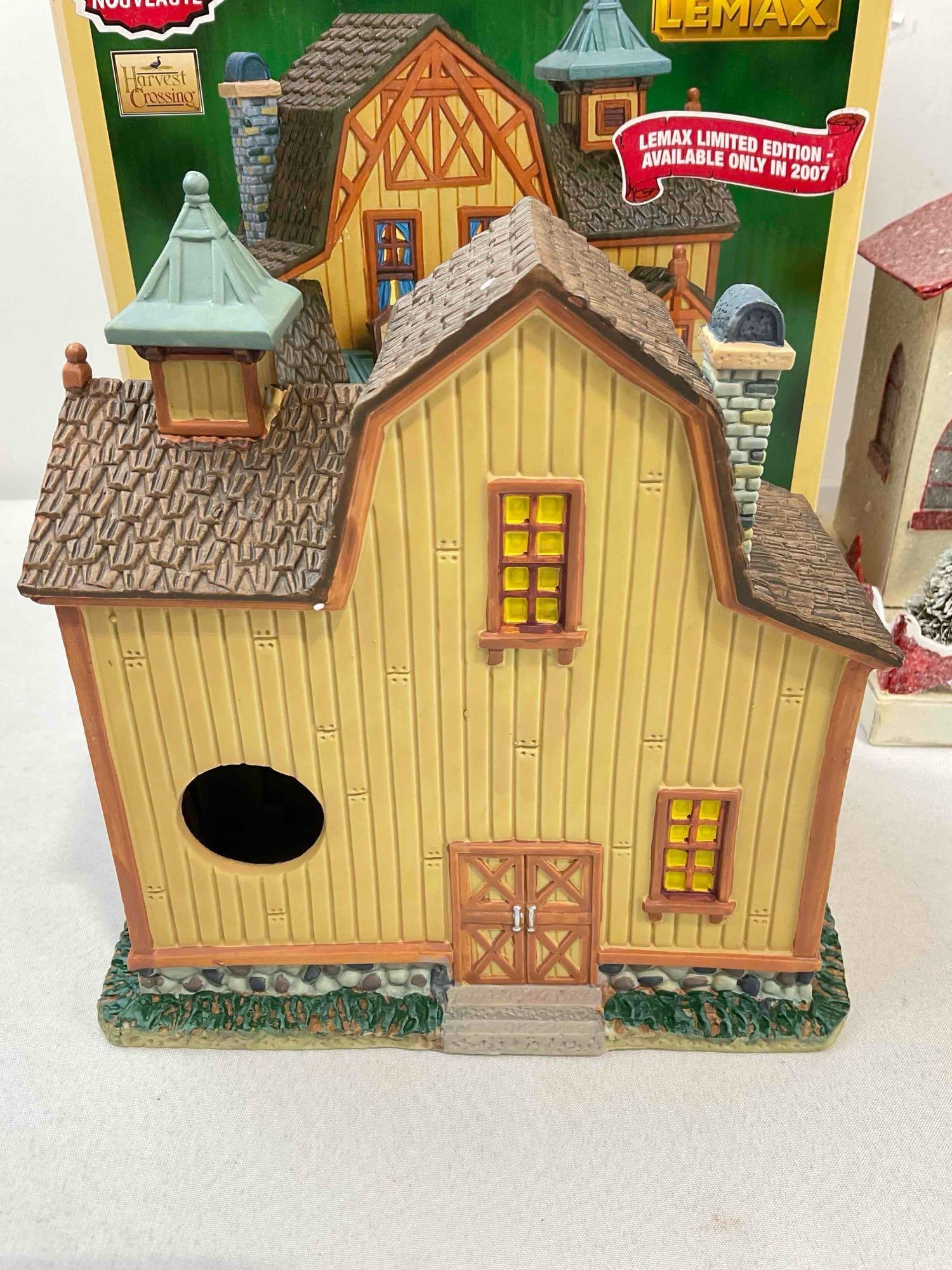 3 pcs Christmas Decorations, incl. LeMax Ceramic Lighted Building & Dept. 56 Sisal Trees. See pics. - 6