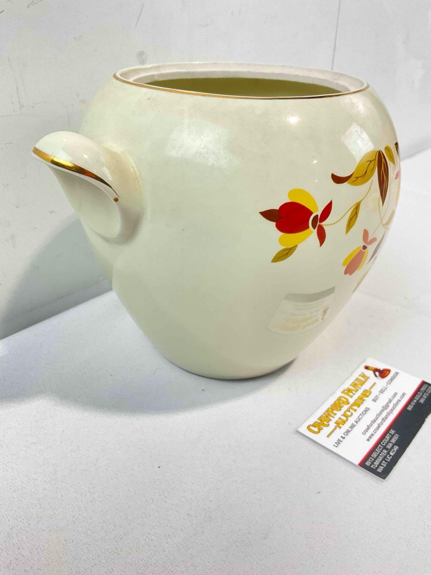 Vintage Hall's Superior China Ceramic Cookie Jar w/ Autumn Leaf Pattern. Far Condition. See pics. - 2