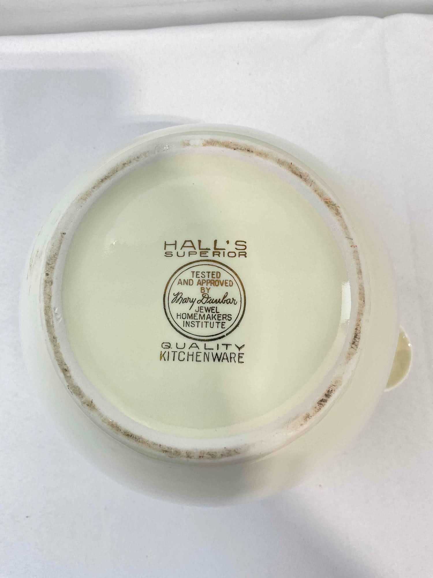 Vintage Hall's Superior China Ceramic Cookie Jar w/ Autumn Leaf Pattern. Far Condition. See pics. - 6