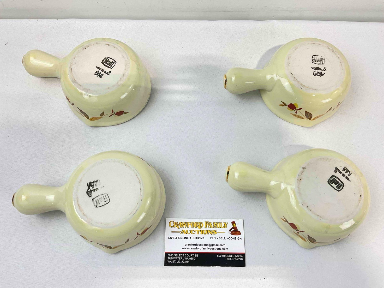 4 pcs Vintage Hall China Ceramic Gravy Sauce Boats w/ Autumn Leaf Design. Good Condition. - 6