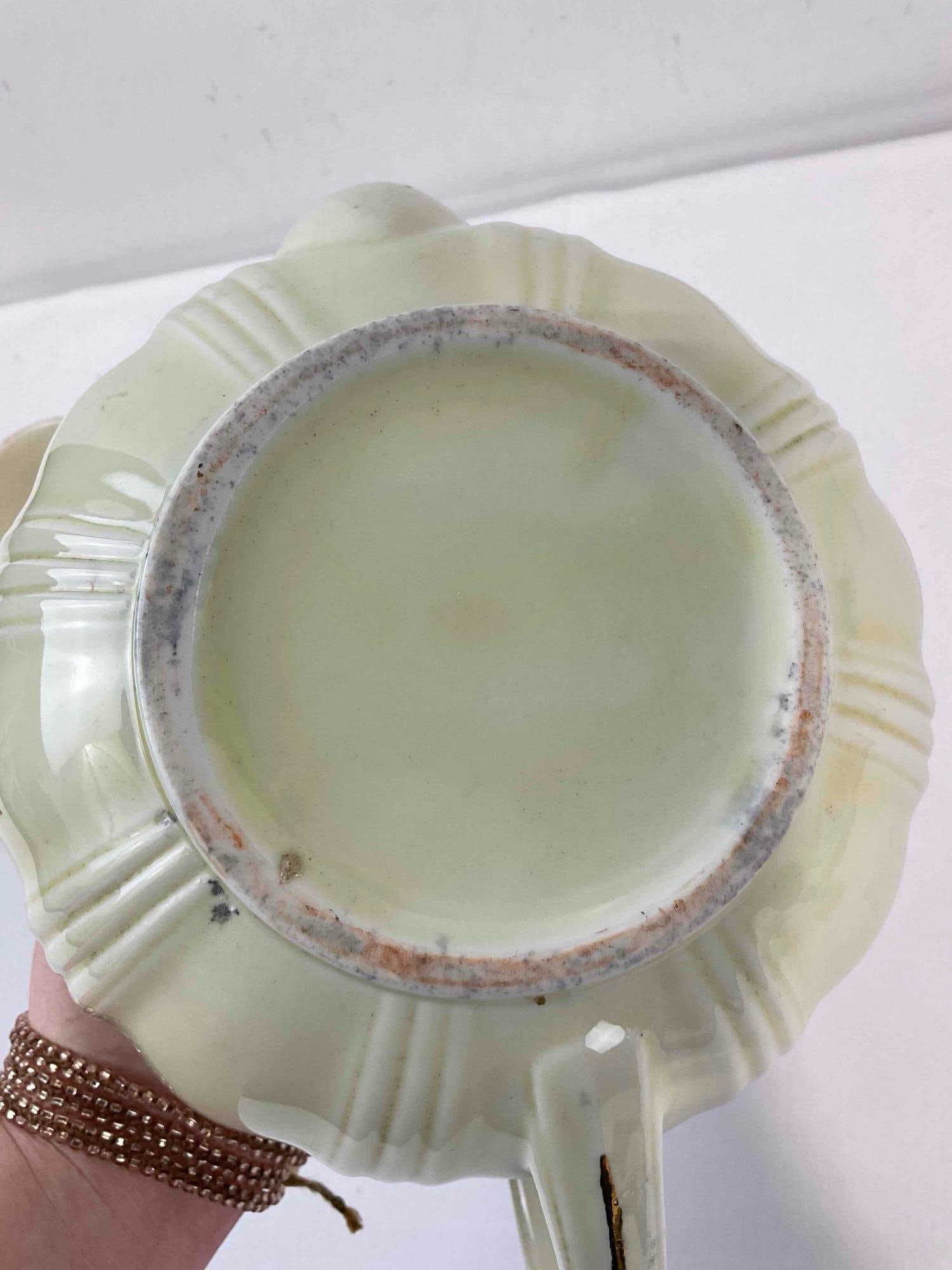 2 pcs Ceramic Assortment w/ Hall China's Autumn Leaf Design, 1x Marked Hall. Good Condition. - 6