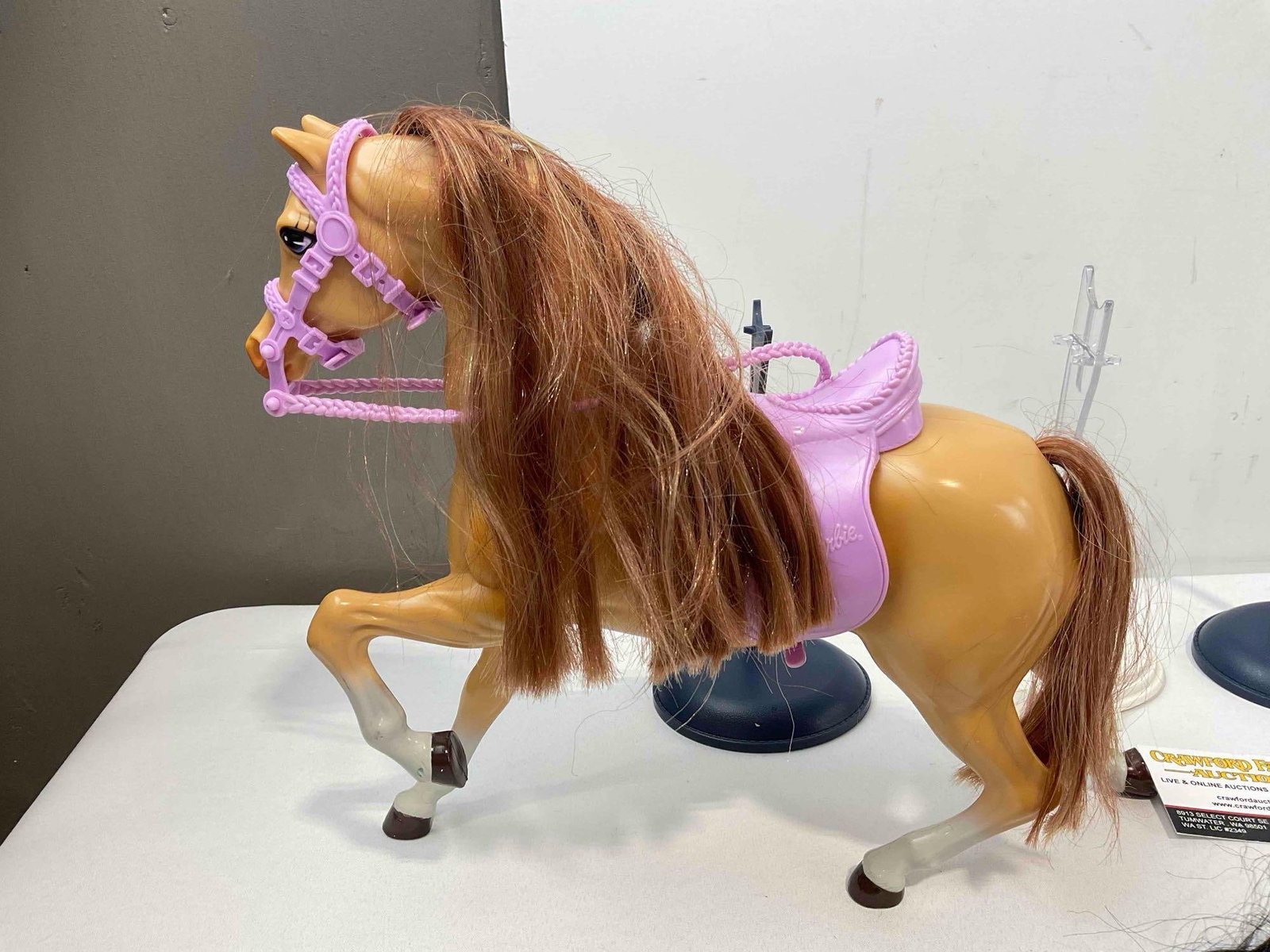 6 pcs Barbie Toys, incl. 4x Collectible Fashion Dolls w/ Stands & 2x Horses. Fair Condition. See - 13