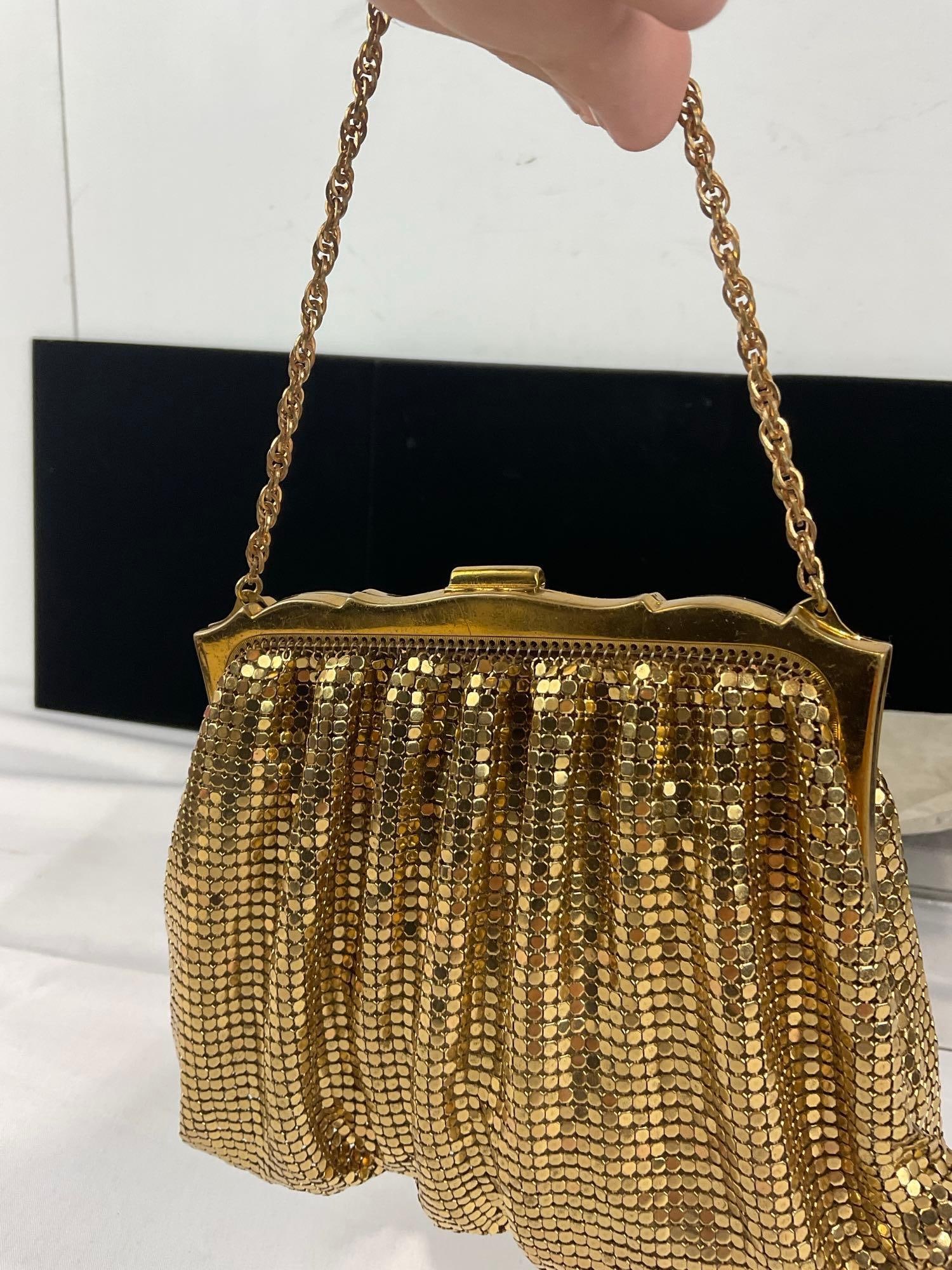 Early 20th Century Whiting & Davis Gold-Tone Mesh Evening Bag, w/Rhinestone Clasp - 3