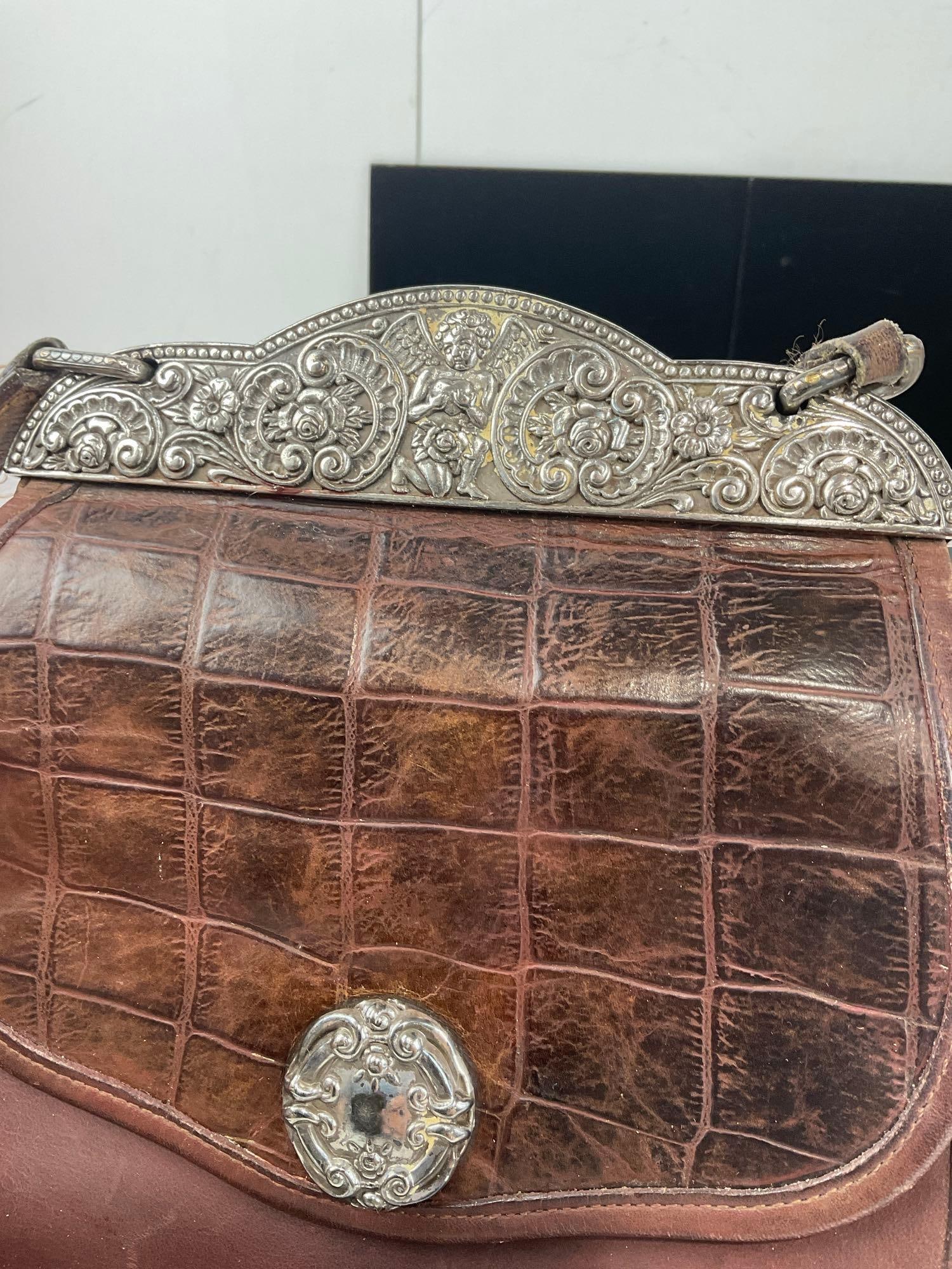 Pair of Brighton Leather Purses, some wear, w/Repousse Silver Tone Clasps & Hinges - 2
