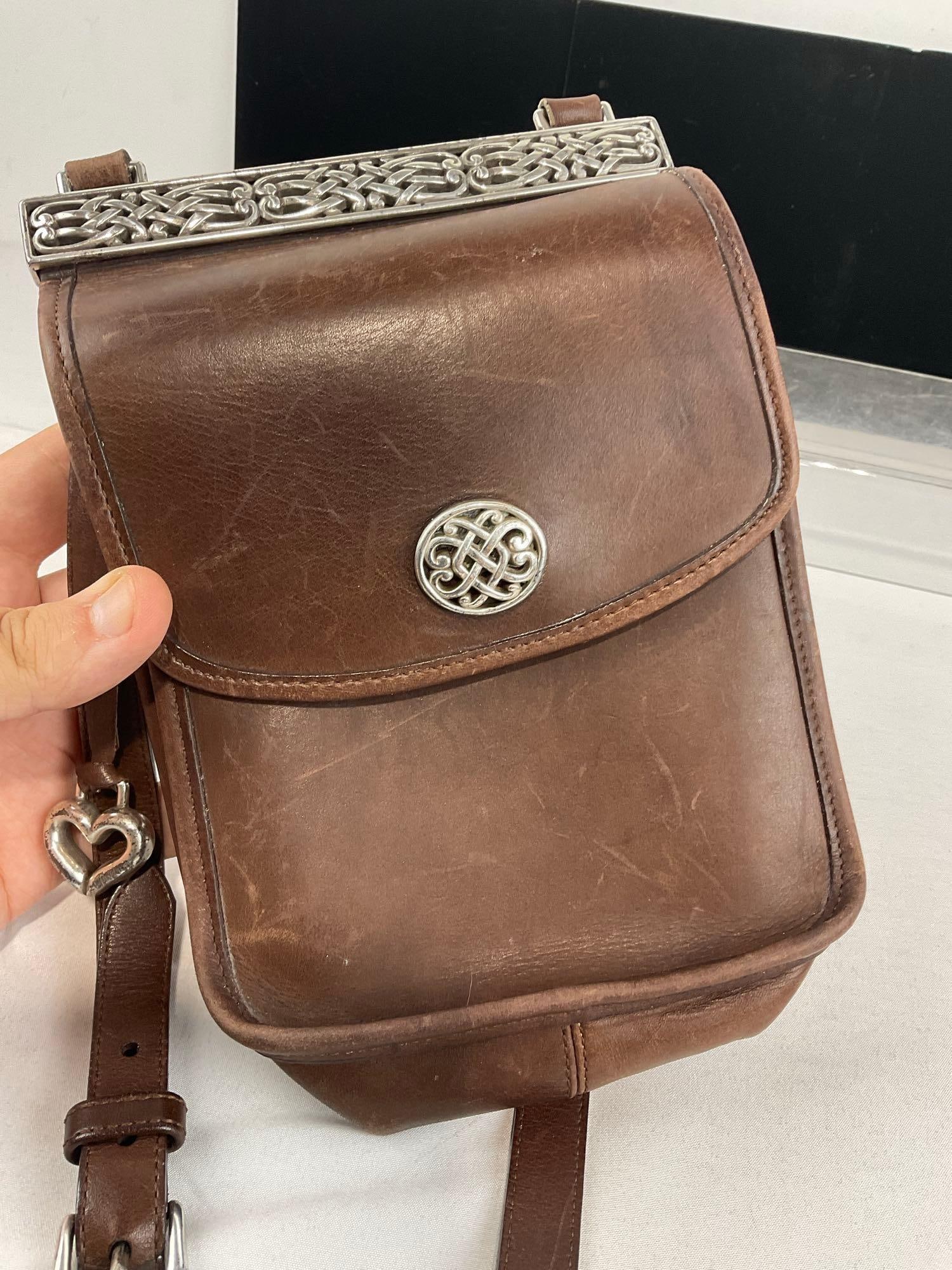 Pair of Brighton Leather Purses, some wear, w/Repousse Silver Tone Clasps & Hinges - 5