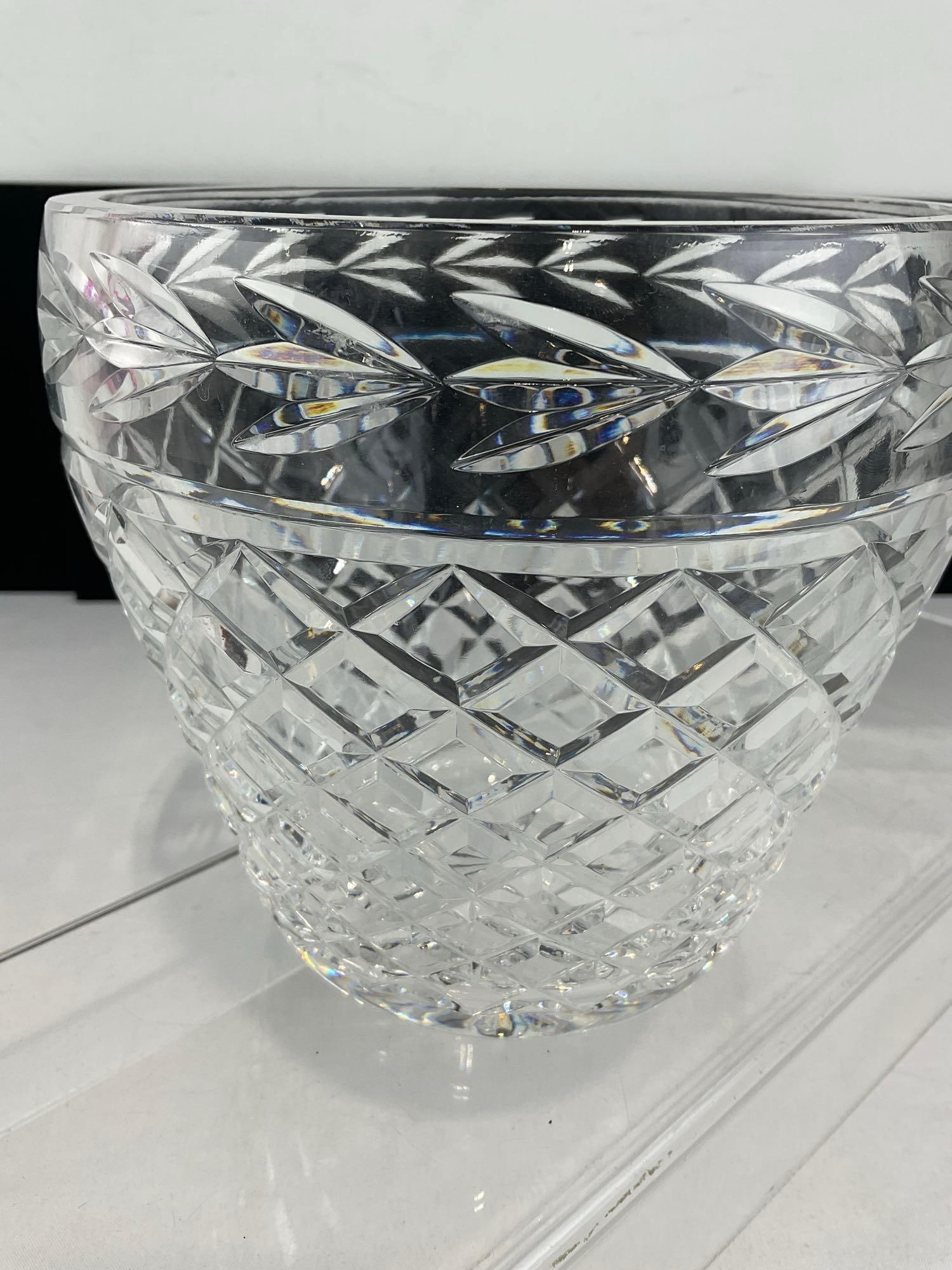 Waterford Crystal Glandore Ice Bucket, 7x8x8 inches, Diamond cut & leaf pattern on the rim - 3