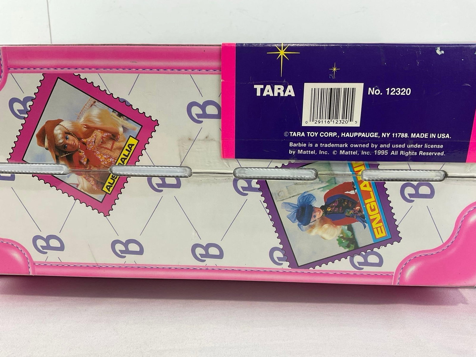 Mattel 1997 Barbie Toy Suitcase, Pink Pleather w/ 8 niches for dolls, 11x20x8 inches - 3