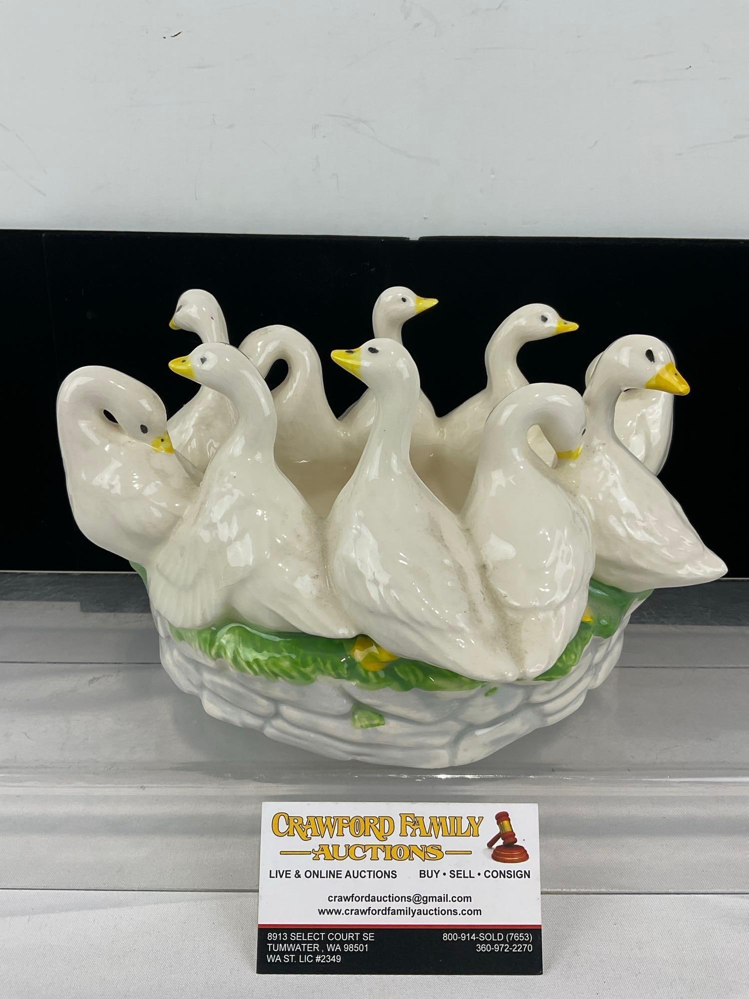 Vintage Holland Mold Duckling Ceramic Dish, Handpainted, 6h x 10w x 9d inches: Appears to be in good shape. The piece measures approx 6h x 10w x 9d inches. See pics. E-6610