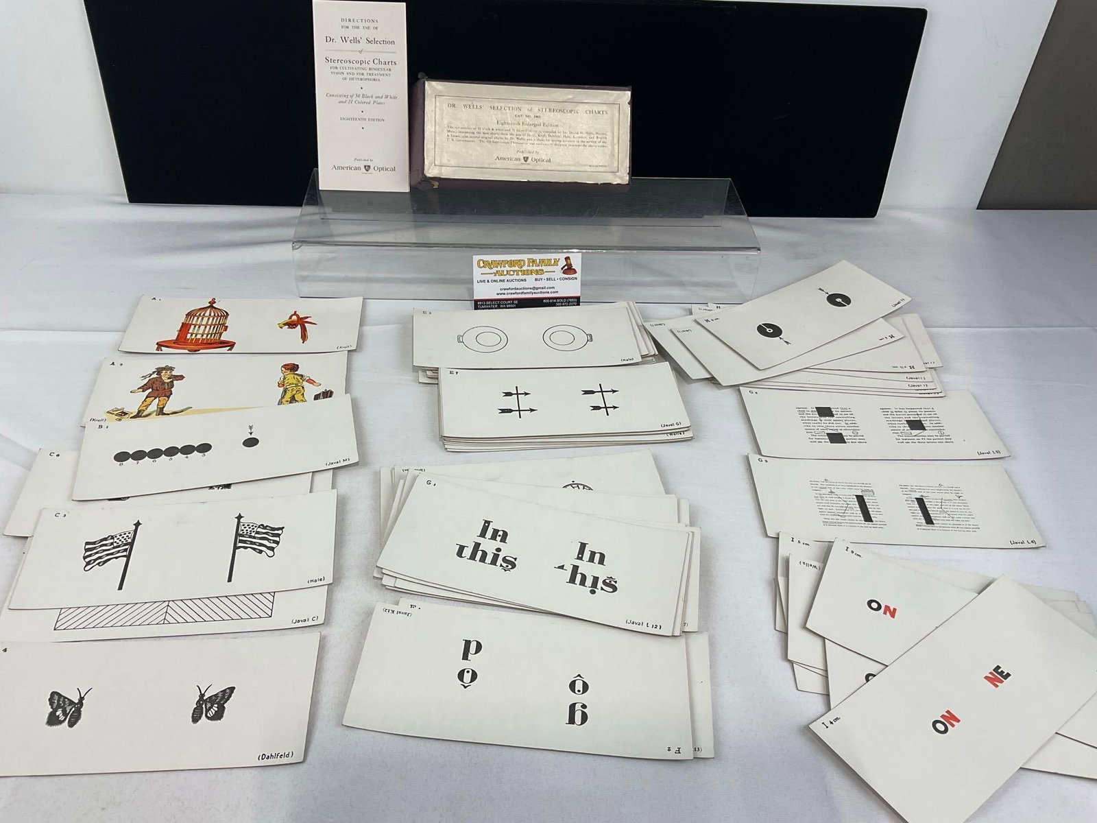 Dr. Wells Selection of Stereoscopic Charts, 71 plates, 21 w/color, American Optical w/box - 2