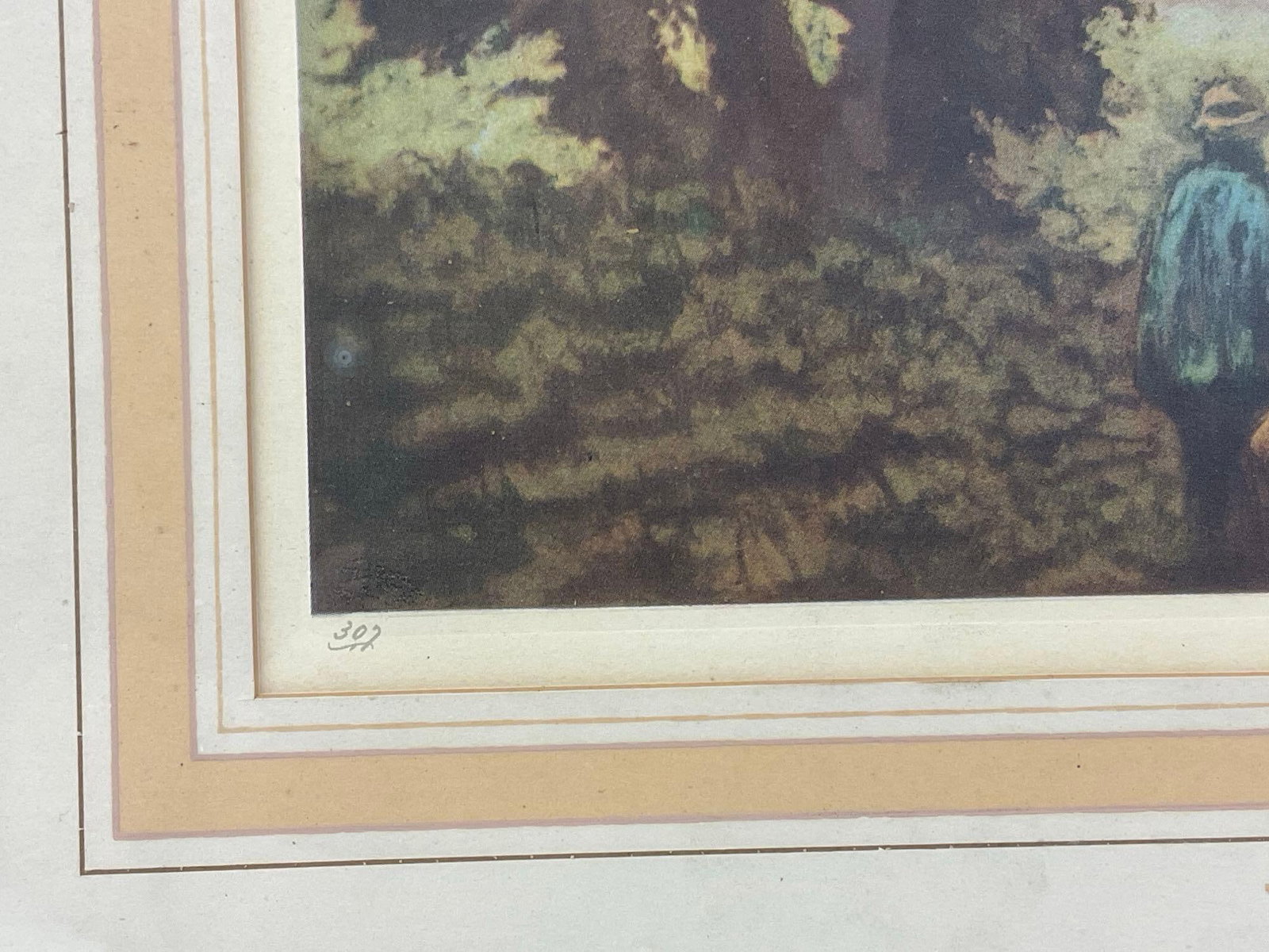 Framed Vintage European Etching Print, Retour du Berger by Louis Haumont, 17x22 inches - 3