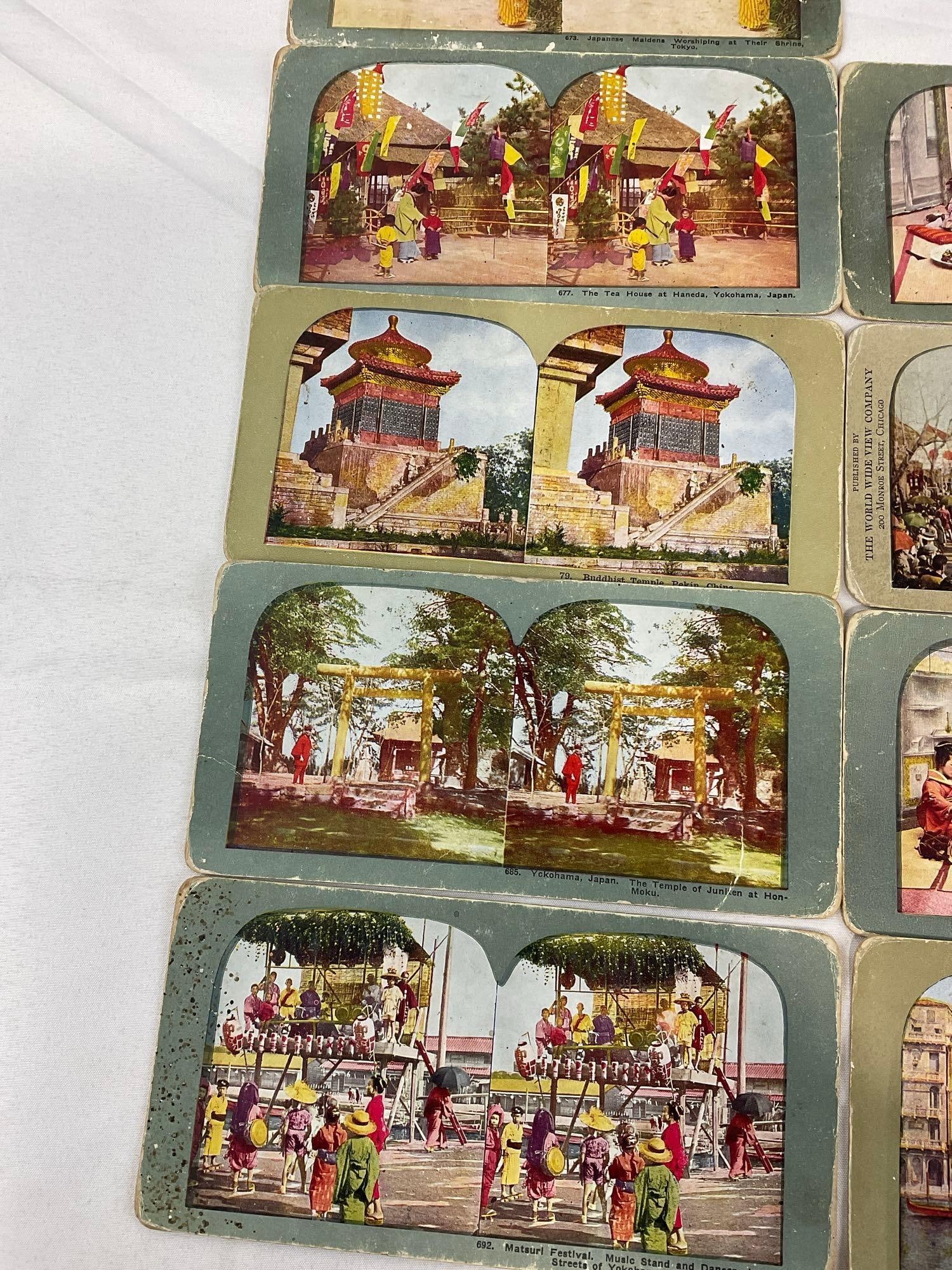 Antique Wooden Stereoscope, w/19 Slides, Japan, Venice, Central Park, Killarney, Ireland & more - 3