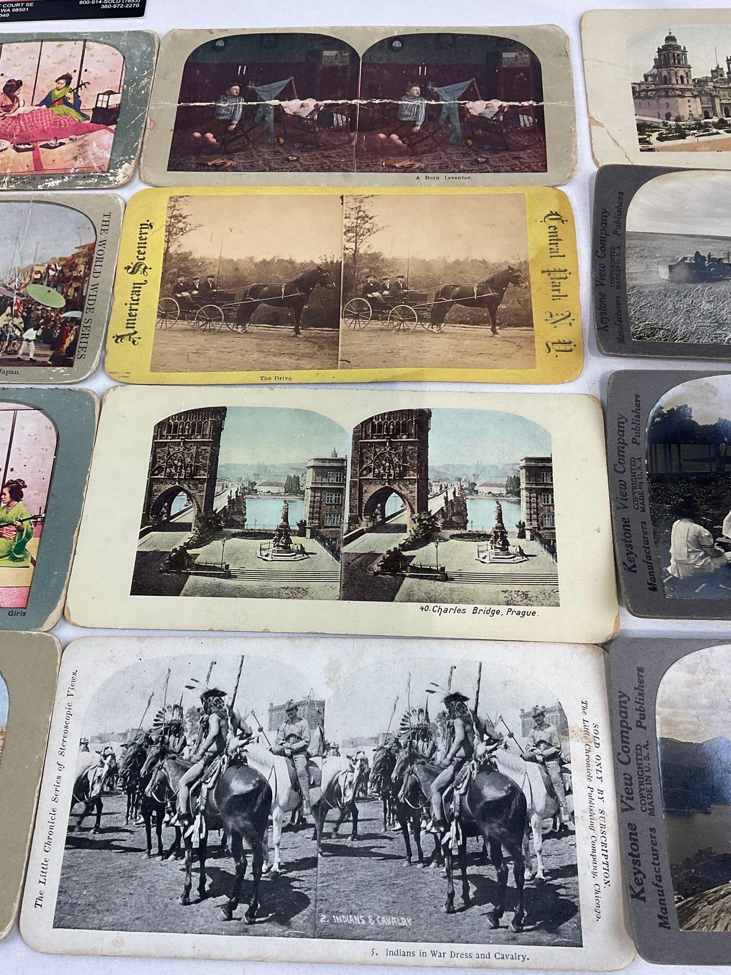 Antique Wooden Stereoscope, w/19 Slides, Japan, Venice, Central Park, Killarney, Ireland & more - 5