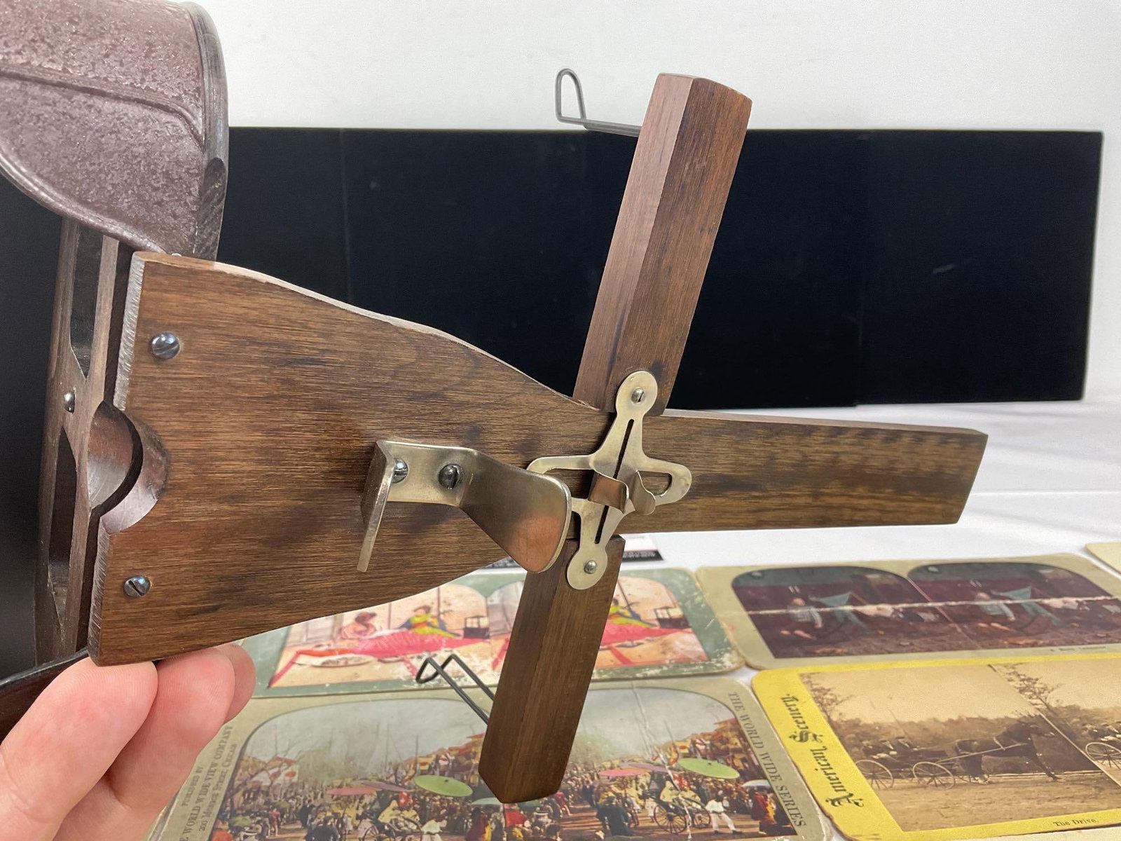 Antique Wooden Stereoscope, w/19 Slides, Japan, Venice, Central Park, Killarney, Ireland & more - 8