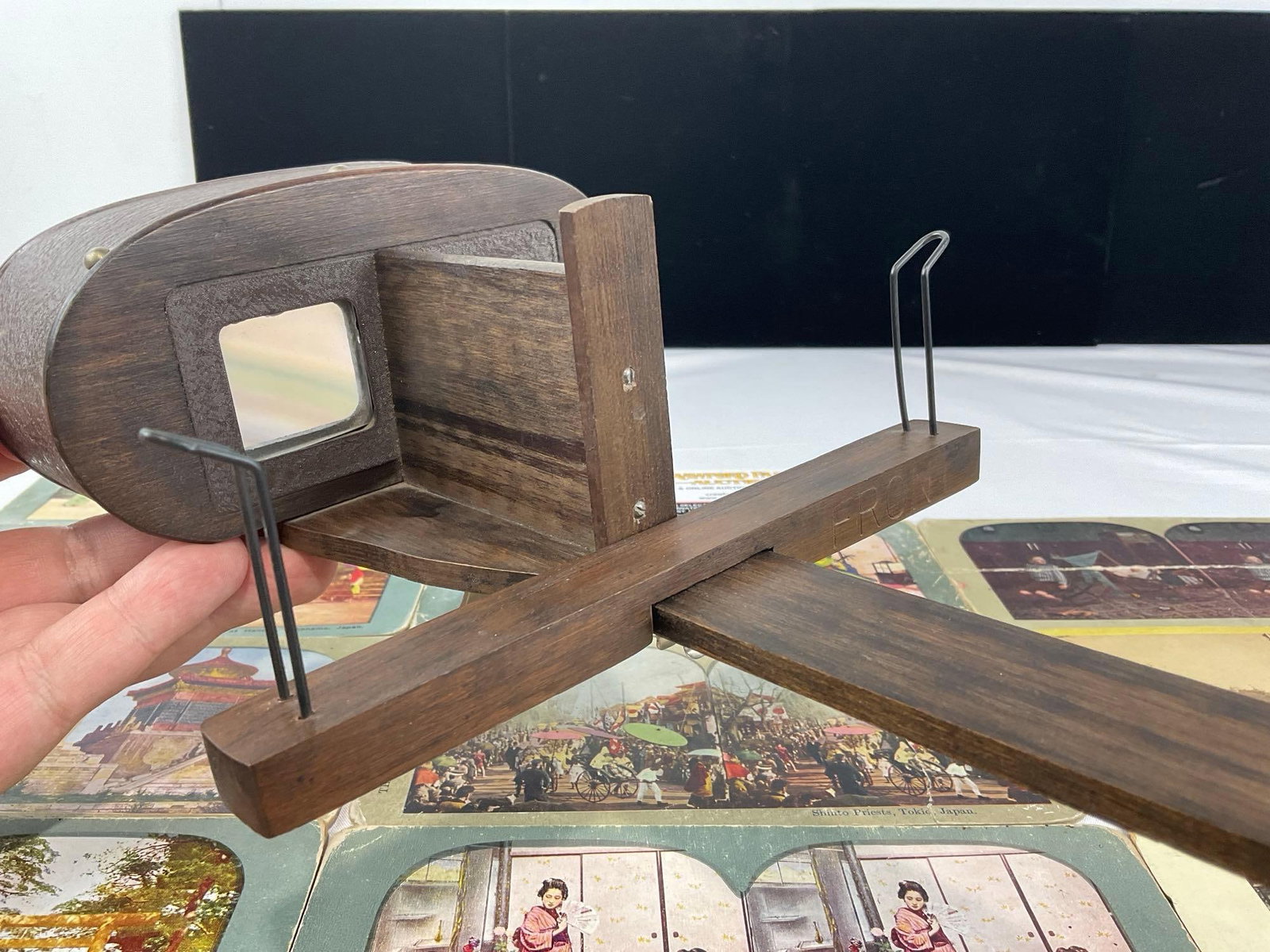 Antique Wooden Stereoscope, w/19 Slides, Japan, Venice, Central Park, Killarney, Ireland & more - 9