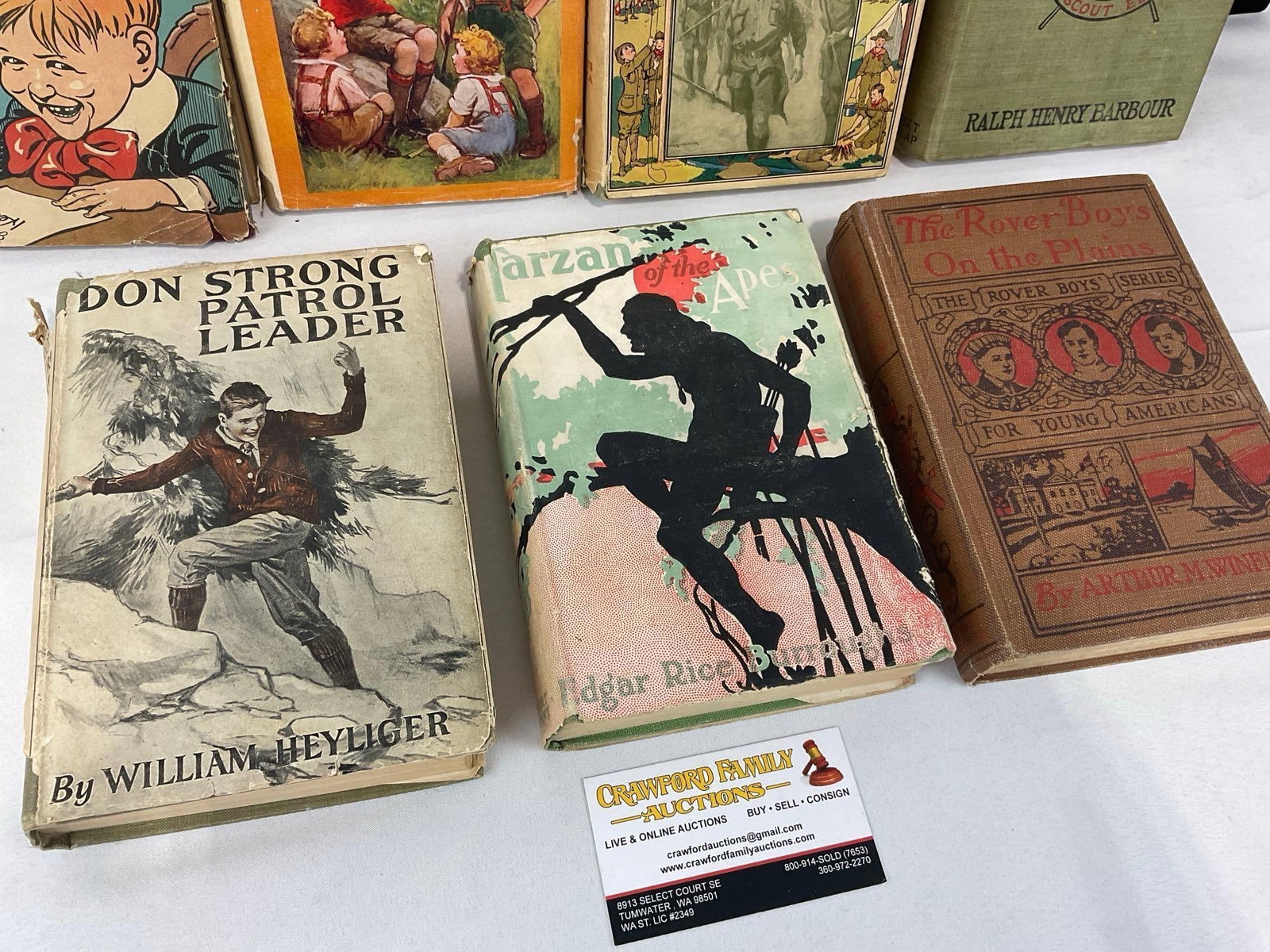 7 Antique Books, Early 20th Century, Boy Scouts, Tarzan, A Little Swiss Boy by Johanna Spyri & more - 2