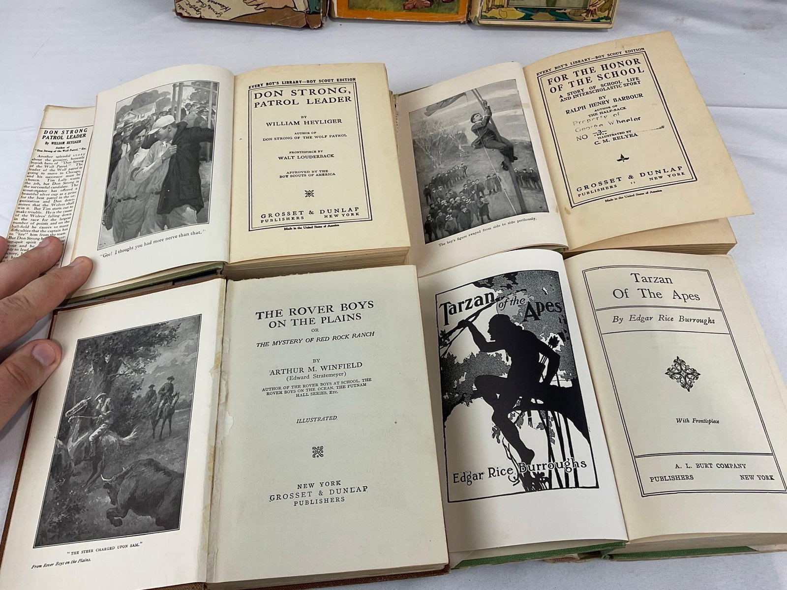 7 Antique Books, Early 20th Century, Boy Scouts, Tarzan, A Little Swiss Boy by Johanna Spyri & more - 5