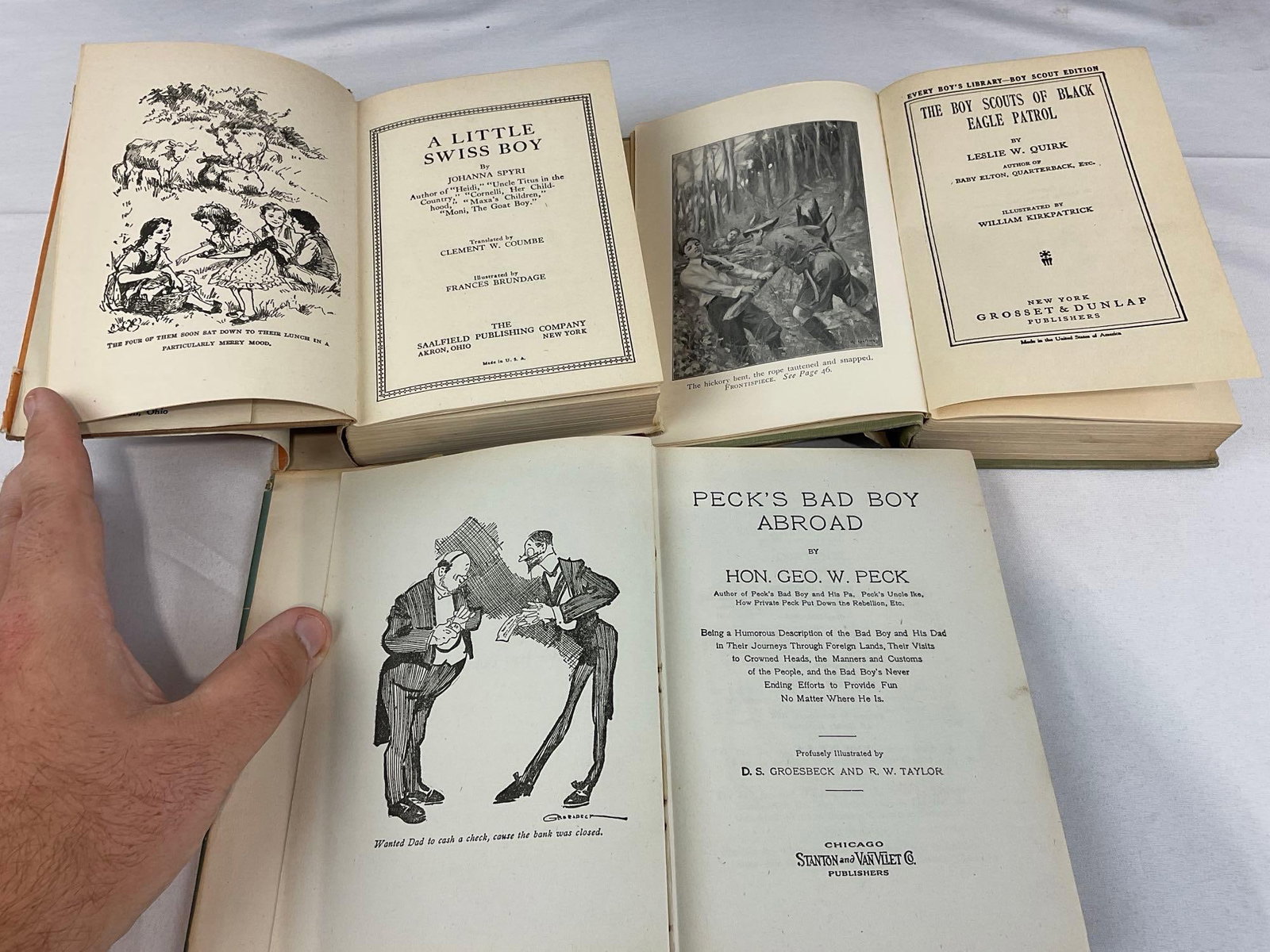 7 Antique Books, Early 20th Century, Boy Scouts, Tarzan, A Little Swiss Boy by Johanna Spyri & more - 8