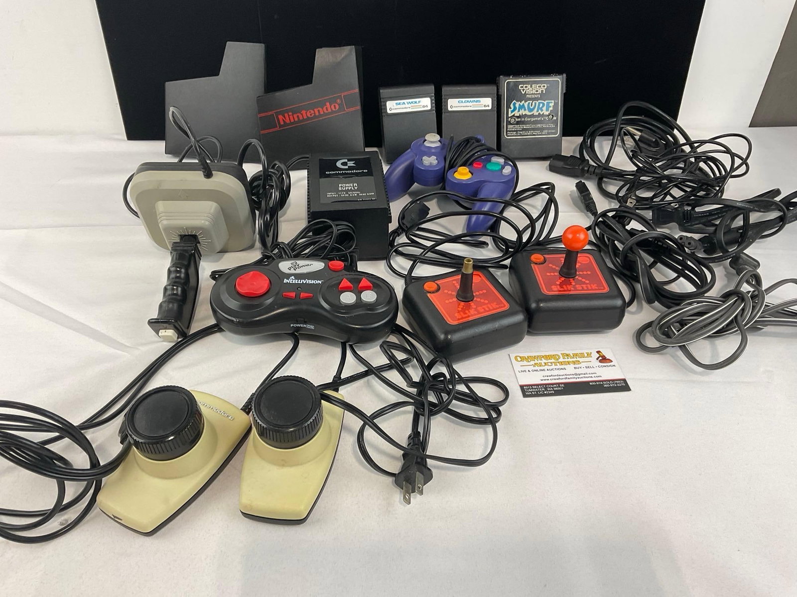 Commodore 64, Intellivision & Nintendo GameCube Controllers, 2x Suncom Slik Stik joysticks &... (1 of 5)