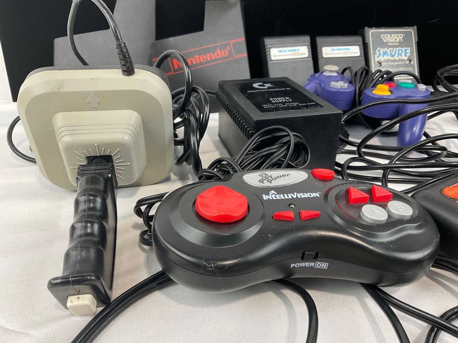 Commodore 64, Intellivision & Nintendo GameCube Controllers, 2x Suncom Slik Stik joysticks &... - 3