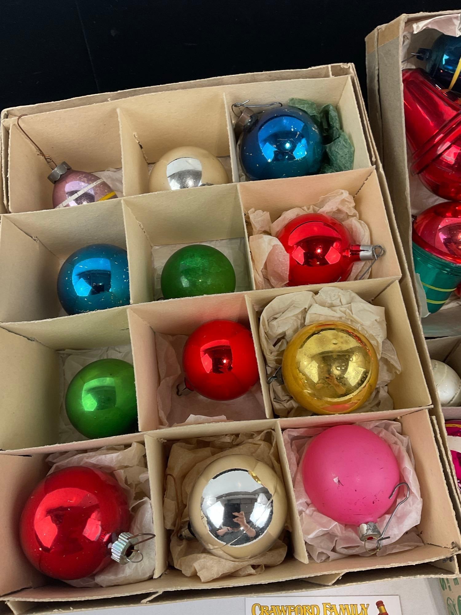 Variety Glass Christmas Ornaments w/boxes, Shiny Brite globes, Bells, & more - 4