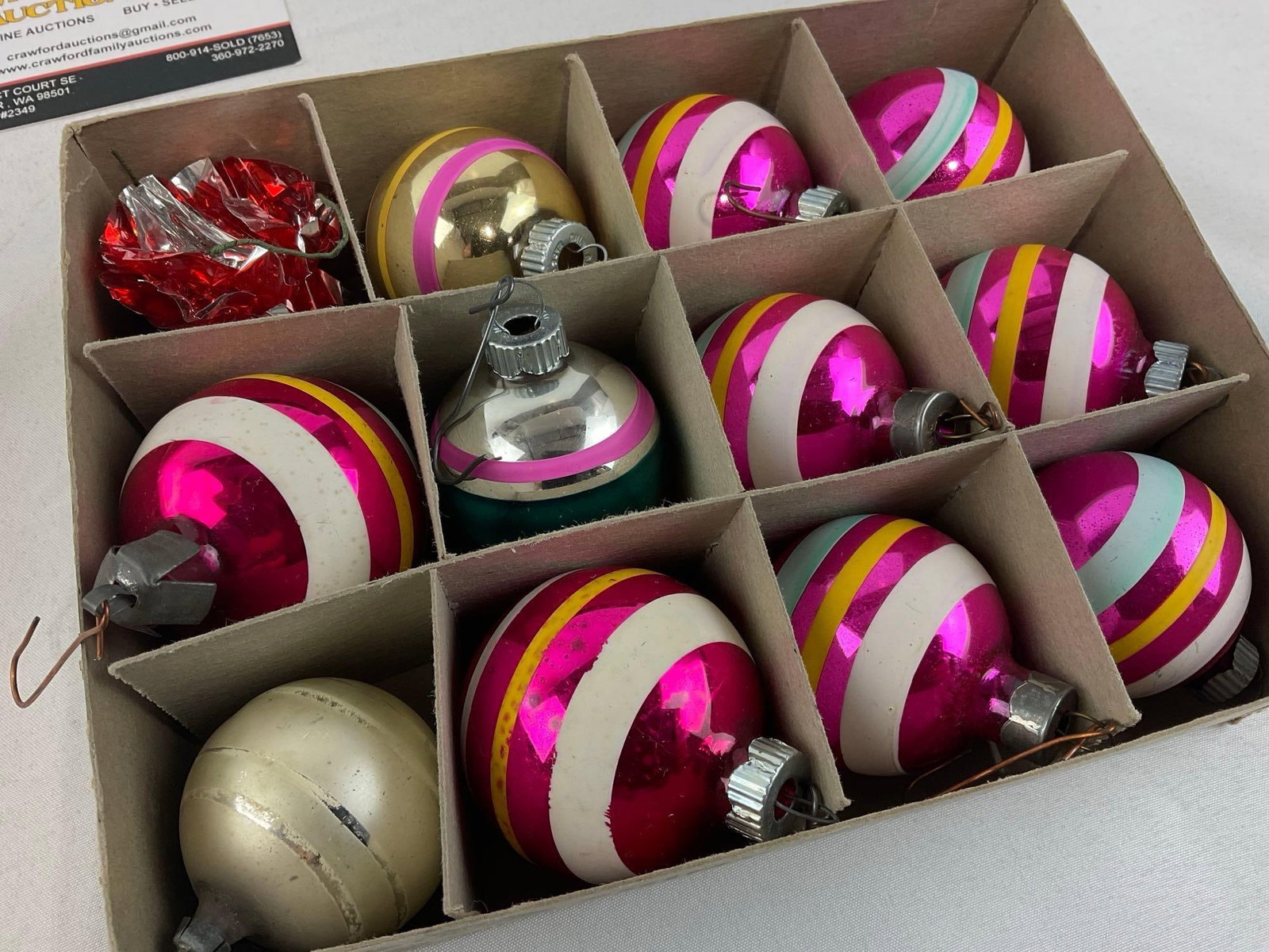 Variety Glass Christmas Ornaments w/boxes, Shiny Brite globes, Bells, & more - 6