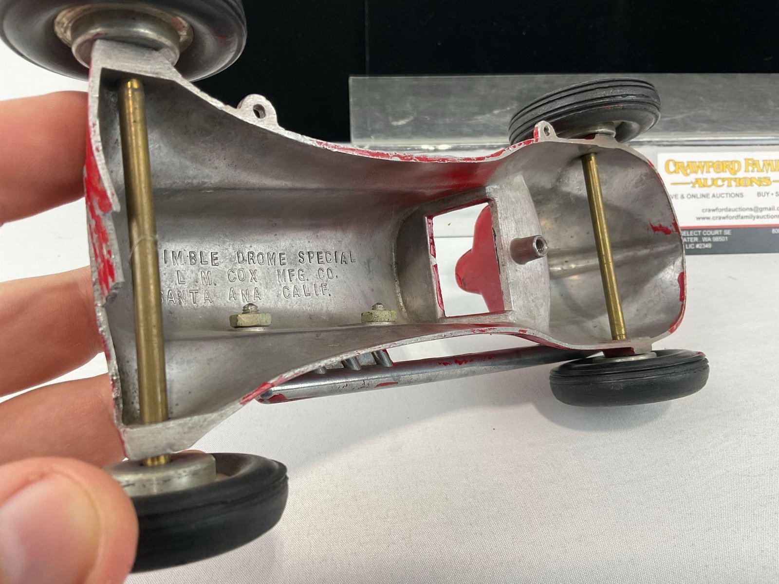 Early 20th Century Thimble Drome Special LM COX MFG CO Diecast Tether Car Toy, Red - 4