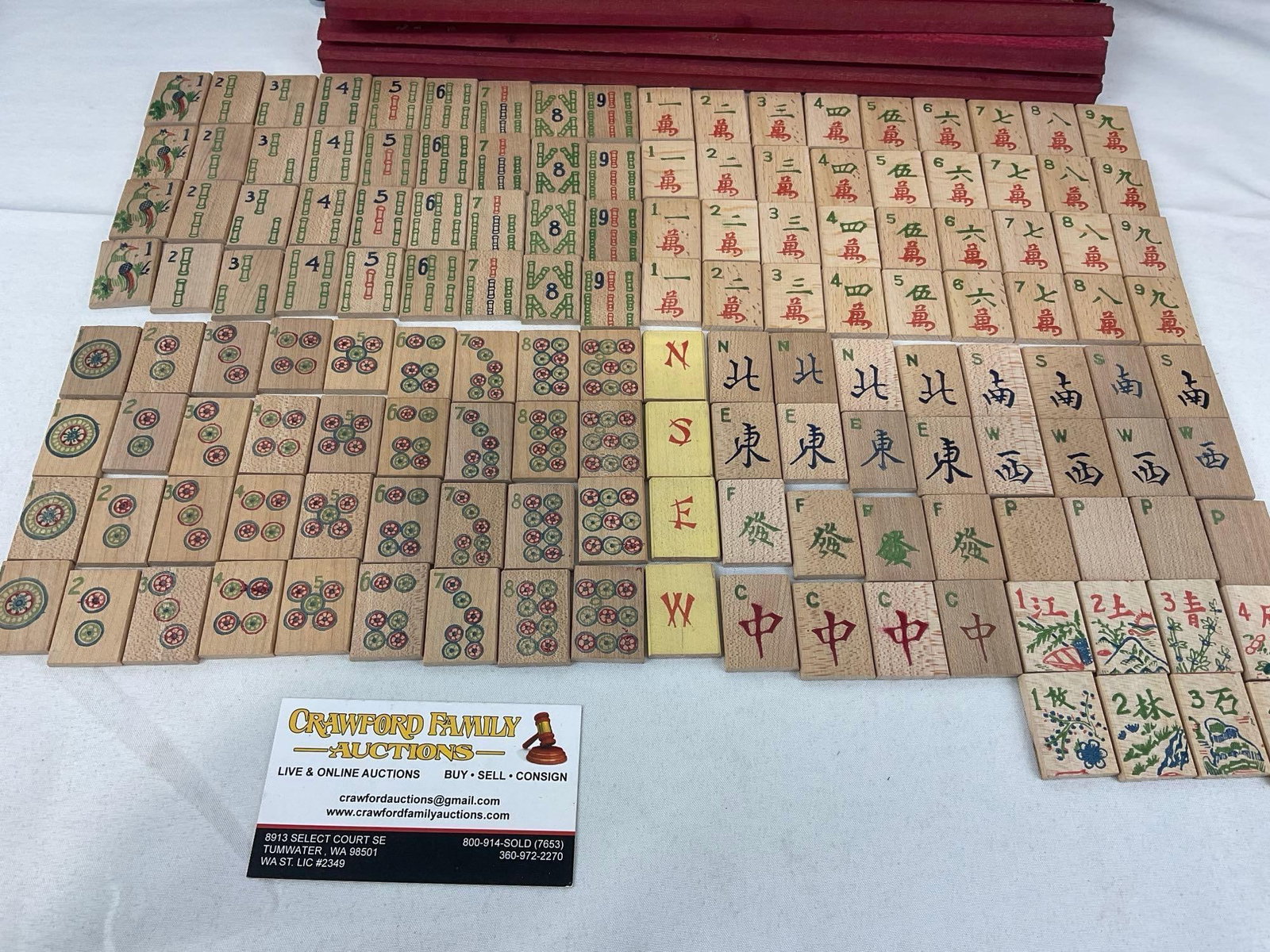 Mahjong Set, Bamboo Tiles, looks to be complete, w/trays & more, 148 tiles - 3