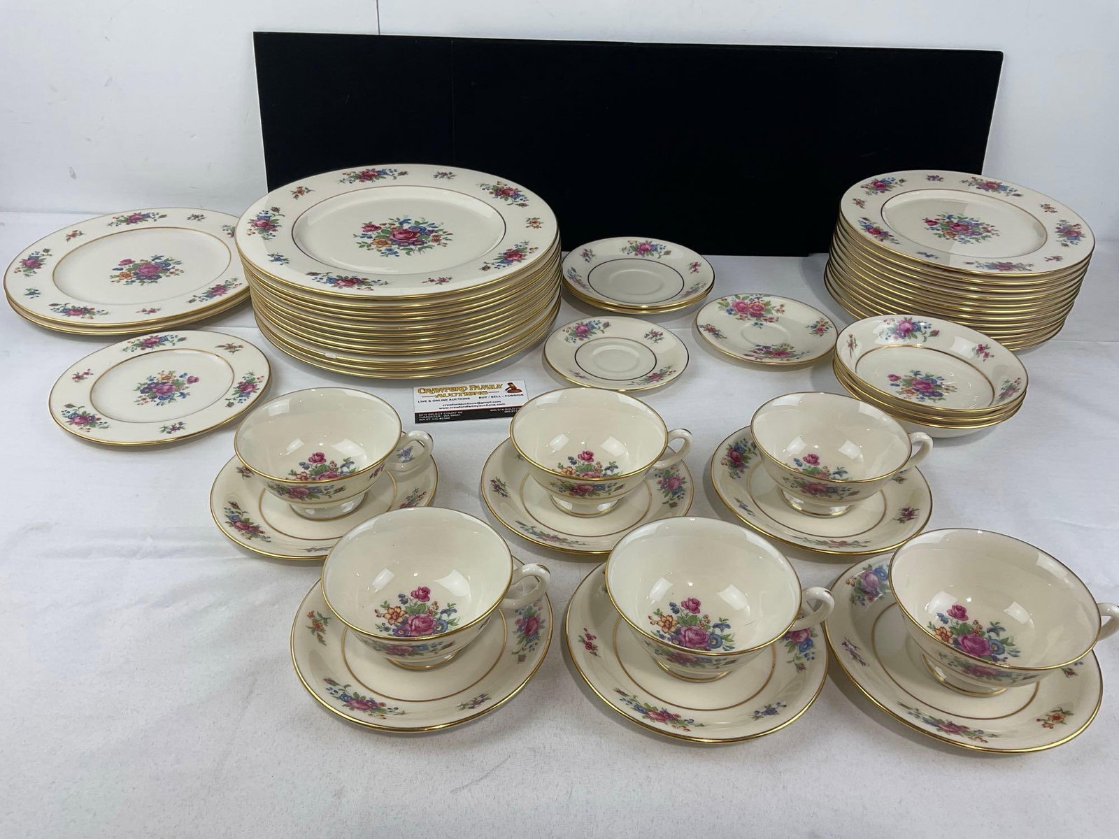 Set of Lenox Rose China, 46 pieces, variety of pieces, 12 dinner & salad plates (1 of 3)