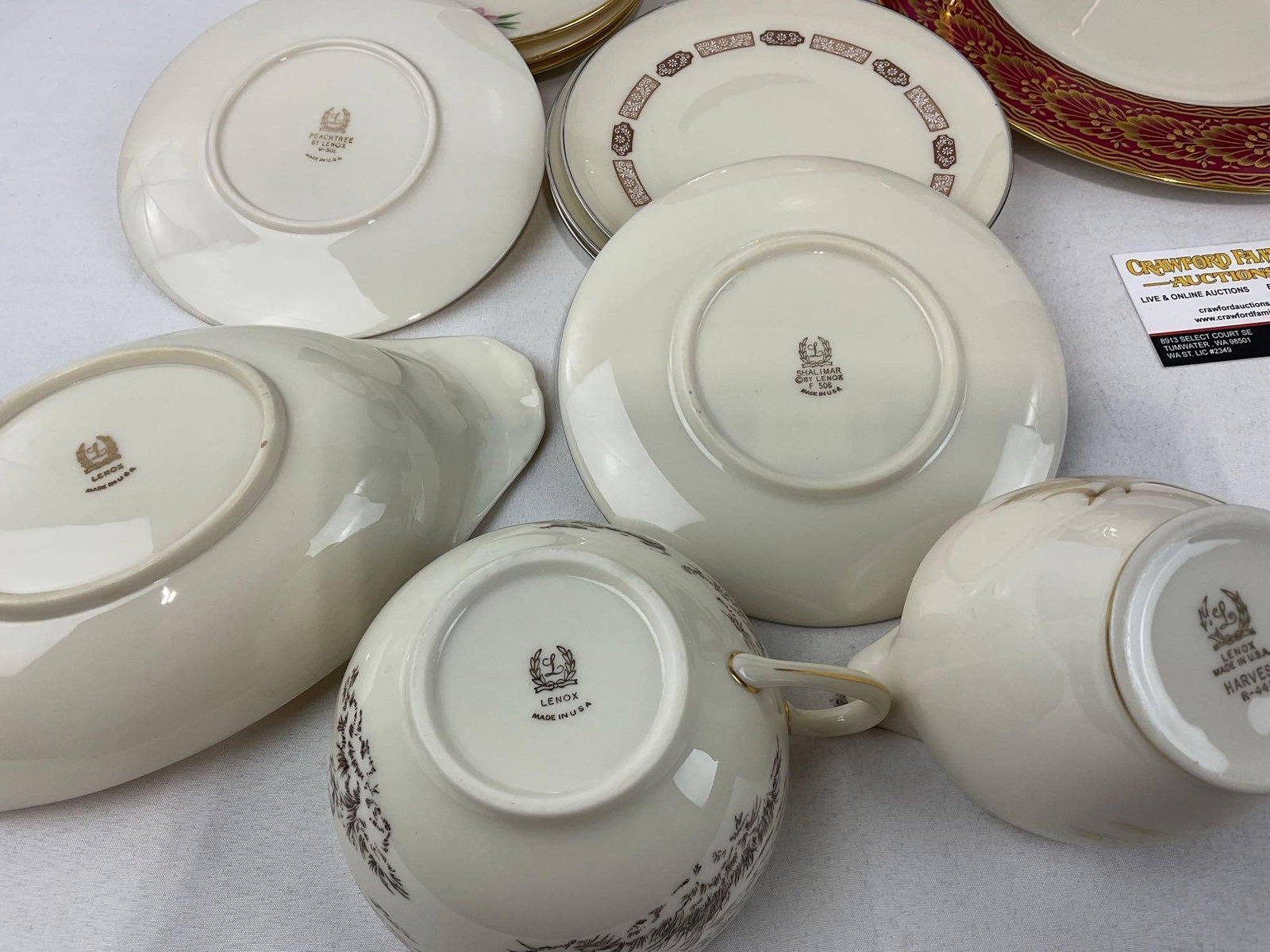 Lenox China, Variety of Patterns, 2 Red & 1 Blue w/Gilt designs, 4 Shalimar, 4 Peachtree Plates, ... - 7