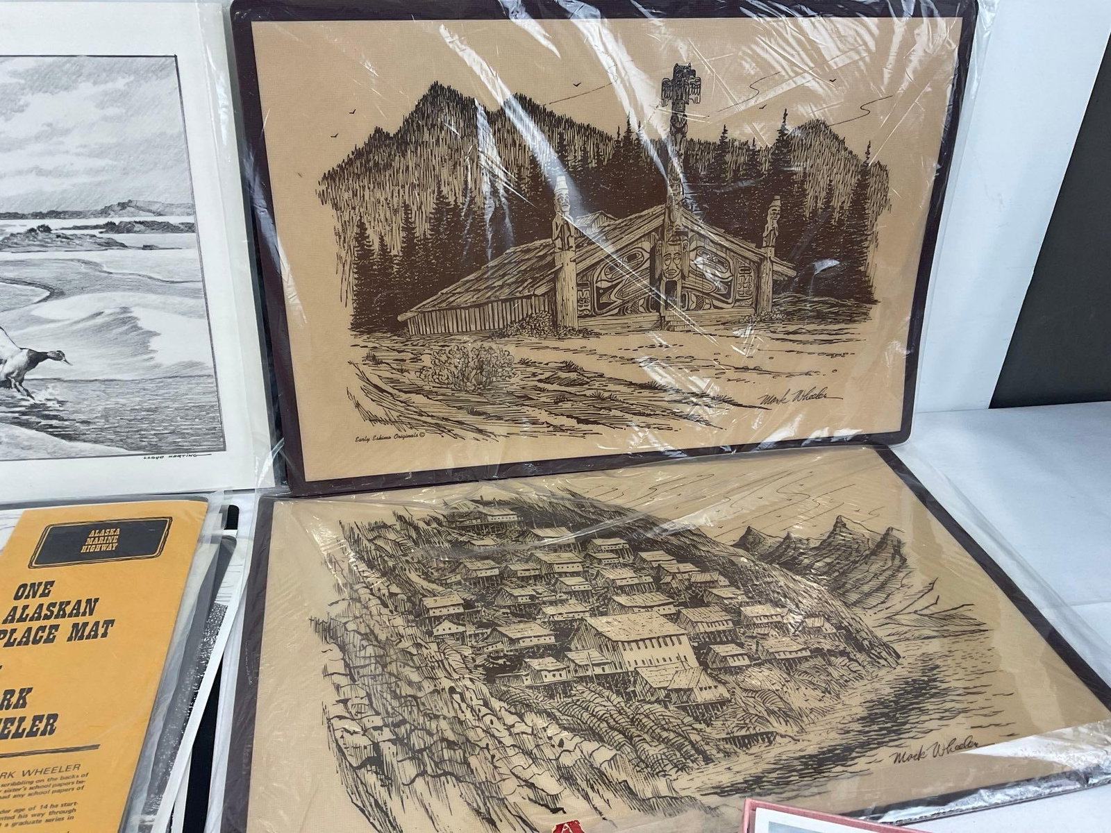 Mark Wheeler Alaskan Art Lithos, Place Mats, Variety of Boats, Native American pieces, & 4 packs ... - 3