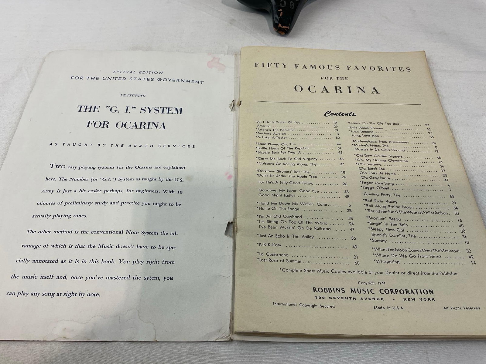 Vintage Guido Bondi 6C Clay Pottery Ocarina & Song Sheet Music Booklet - 5