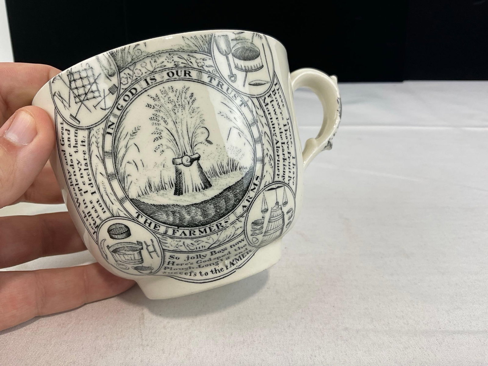 Cabbage shaped Bowl, Hanley Eng. Creamer & Sugar, Warranted Staffordshire Adams Large Cup & Saucer - 11
