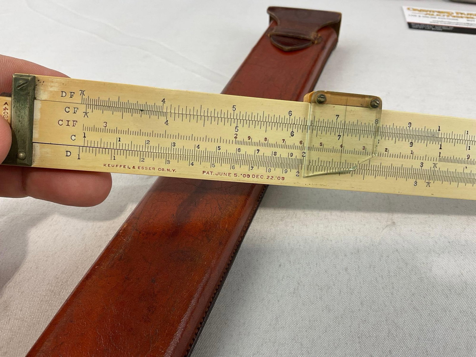 Antique Keuffel & Esser Slide Rule, Lufkin 100 Ft Tape Measure, & Pair of Reese Locks, no keys in... - 2