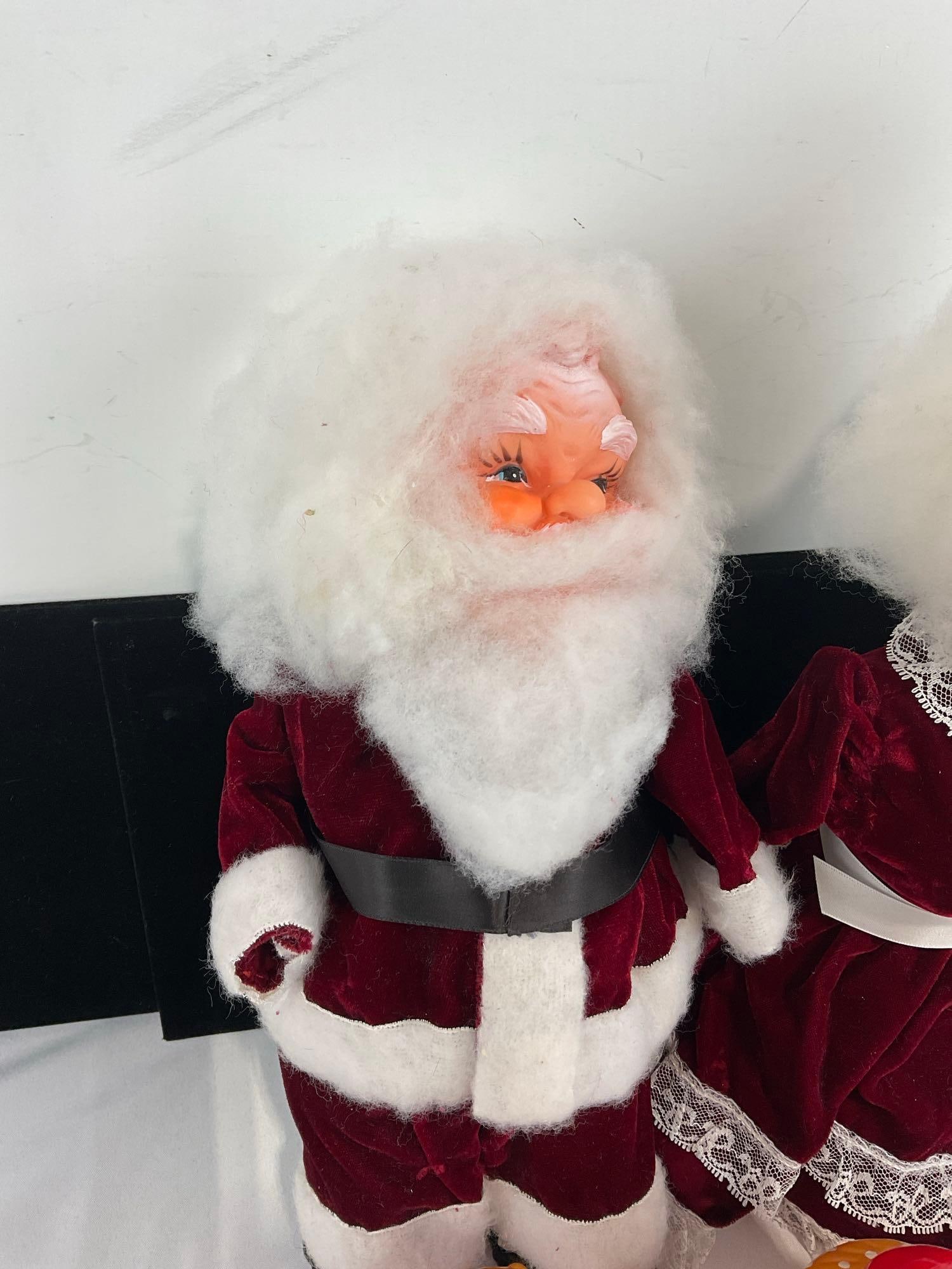 Handmade Santa & Mrs. Claus Figures, Red Velvet, 2x Santa Snowglobes & Rudolph Snowglobe Driss Co. - 4