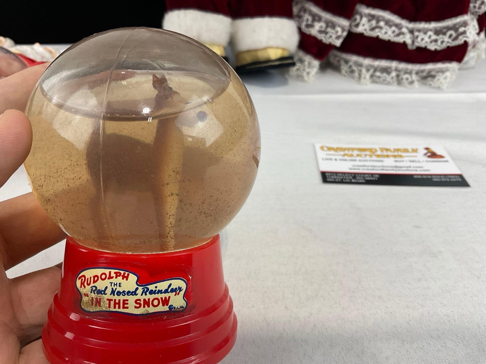 Handmade Santa & Mrs. Claus Figures, Red Velvet, 2x Santa Snowglobes & Rudolph Snowglobe Driss Co. - 6