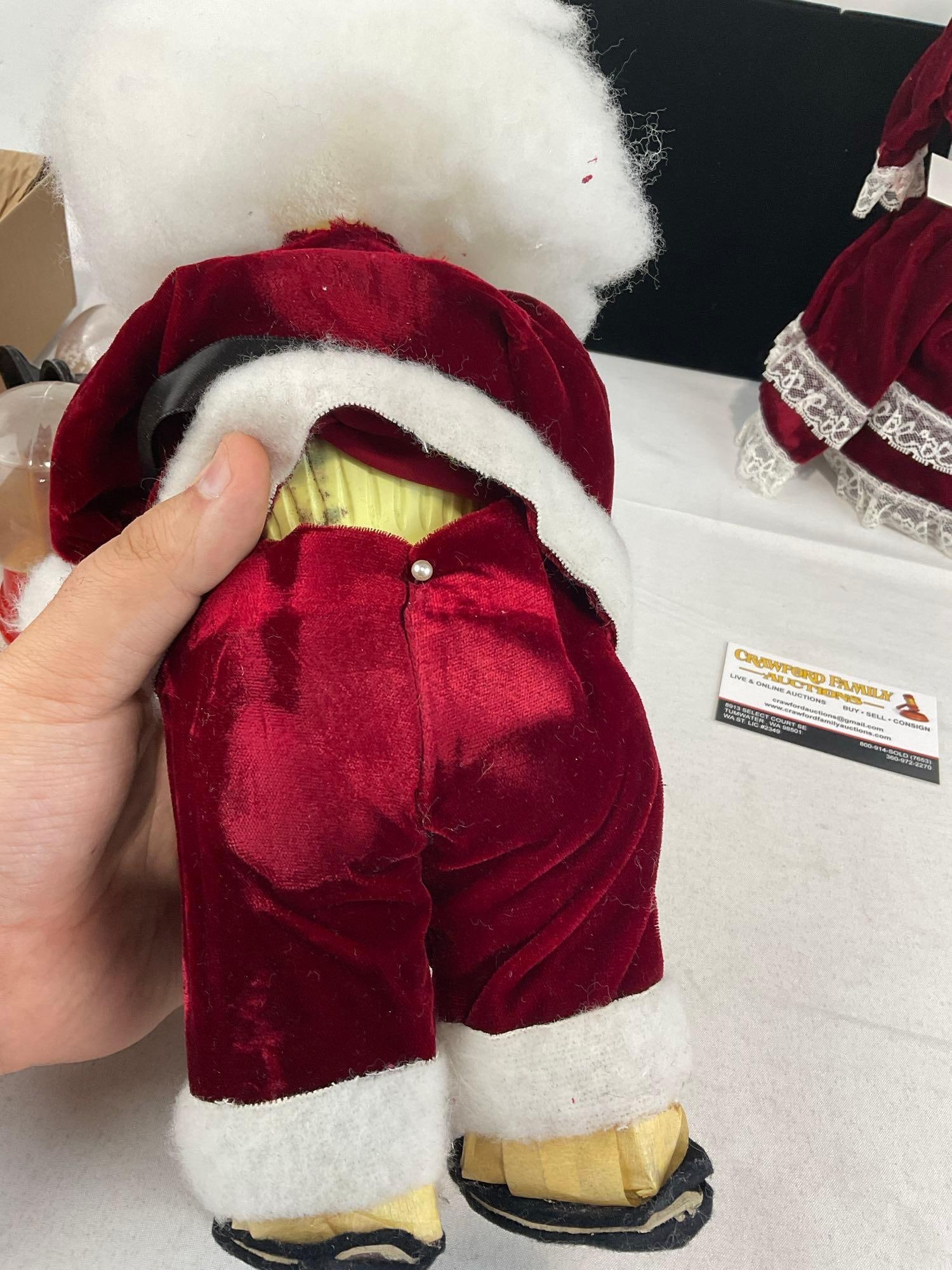 Handmade Santa & Mrs. Claus Figures, Red Velvet, 2x Santa Snowglobes & Rudolph Snowglobe Driss Co. - 8