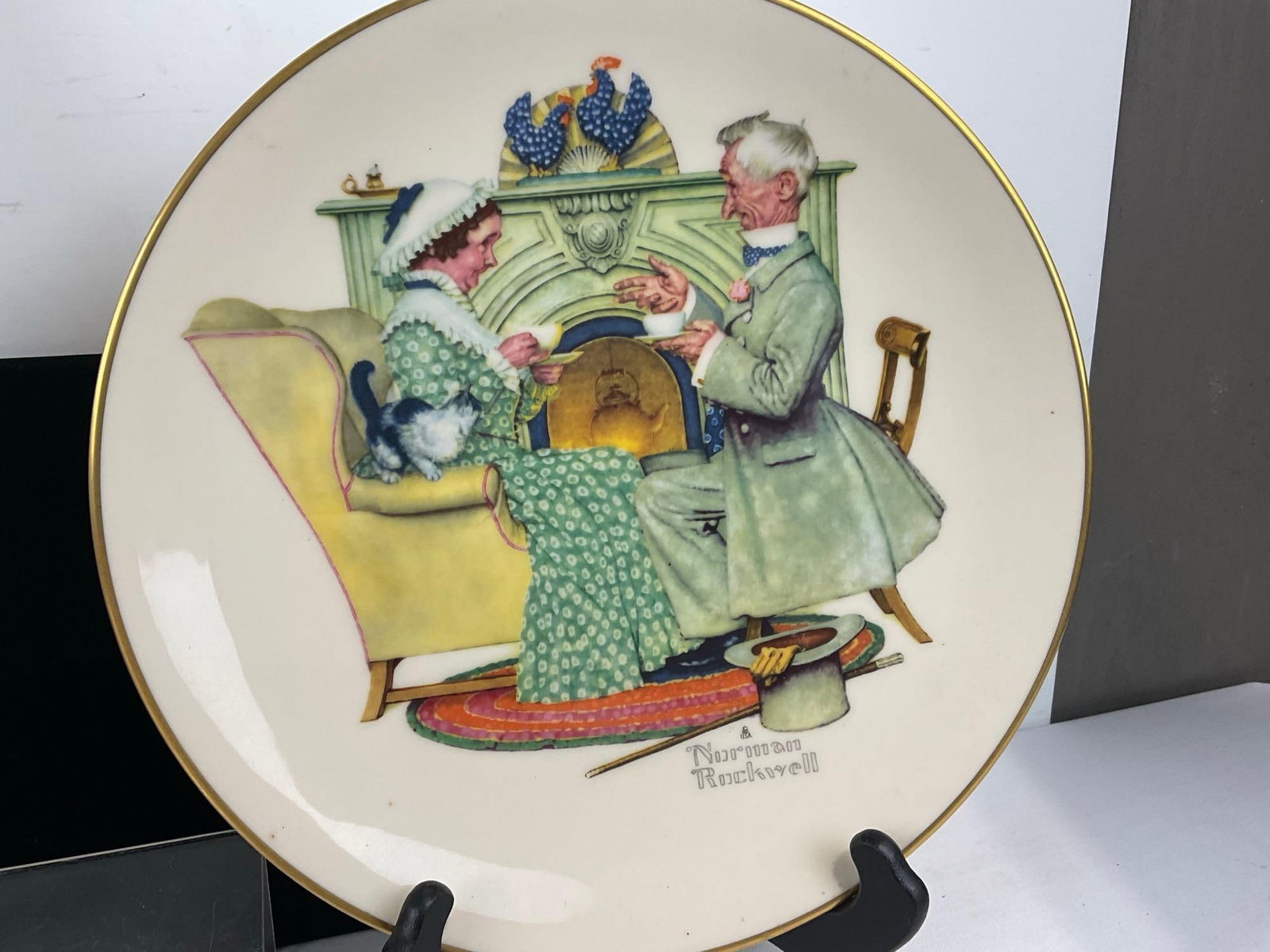 Norman Rockwell Book & Set of 4 Limited Edition Commemorative Plates, Gorham 1973 w/Rockwell Desi... - 3