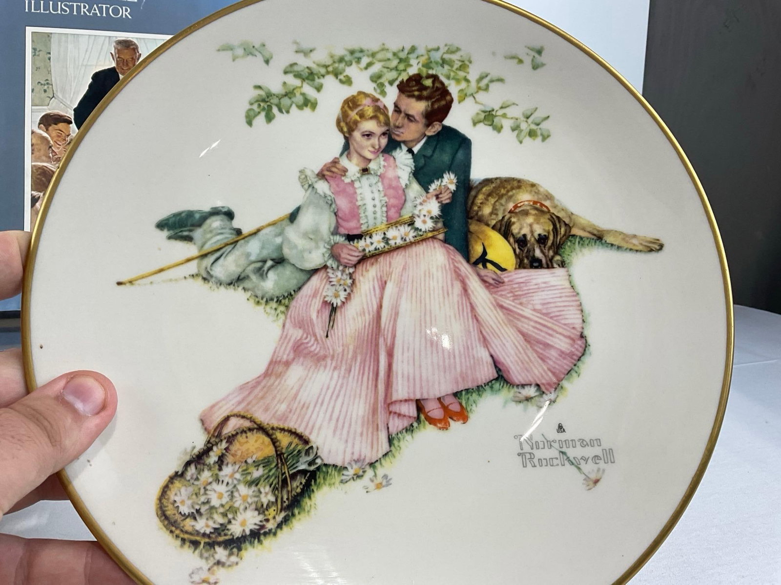 Norman Rockwell Book & Set of 4 Limited Edition Commemorative Plates, Gorham 1973 w/Rockwell Desi... - 5