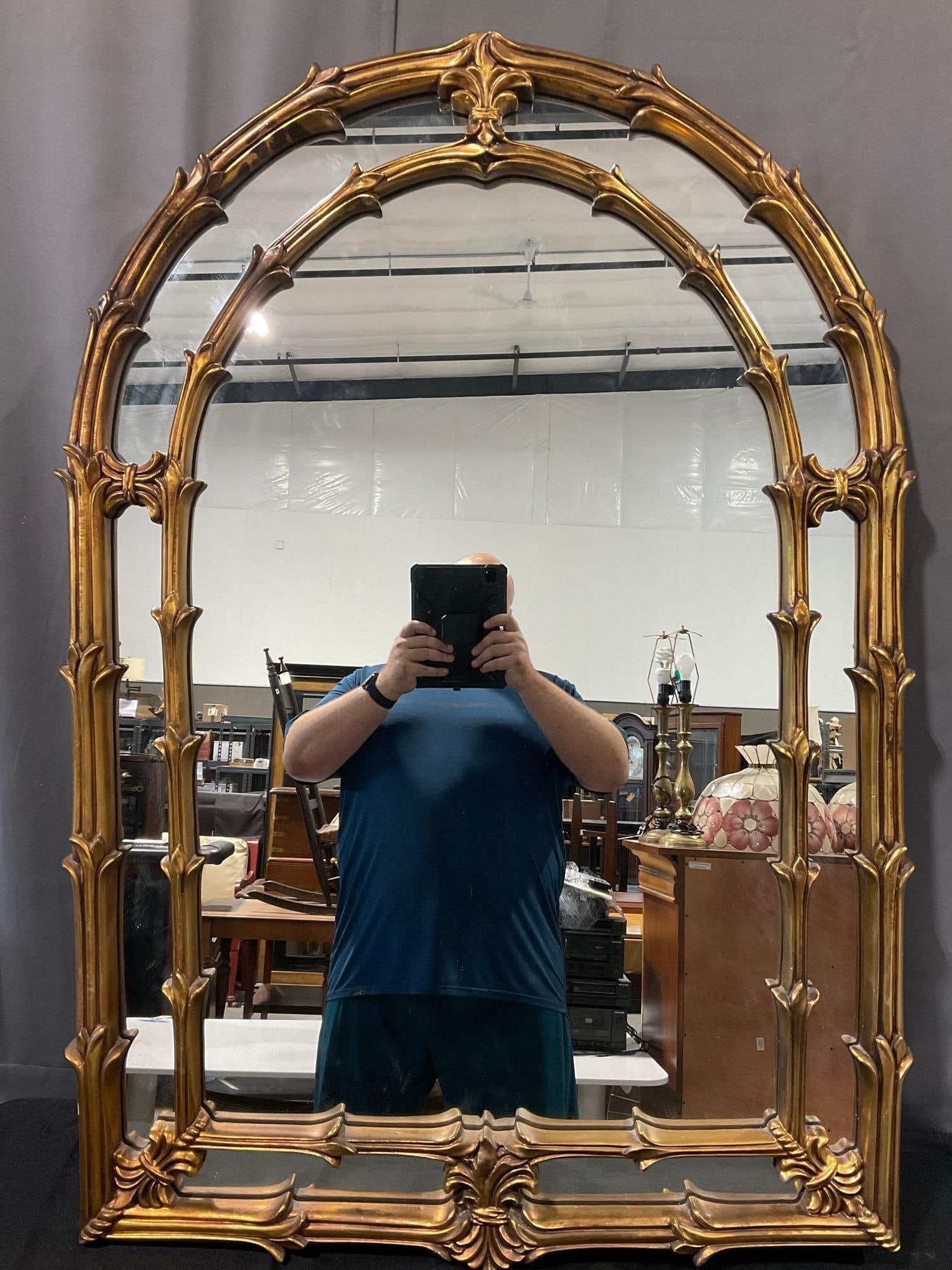 Vintage 1975 Double Arched Palm Frond Giltwood Mirror, roughly 50x35 inches (1 of 7)