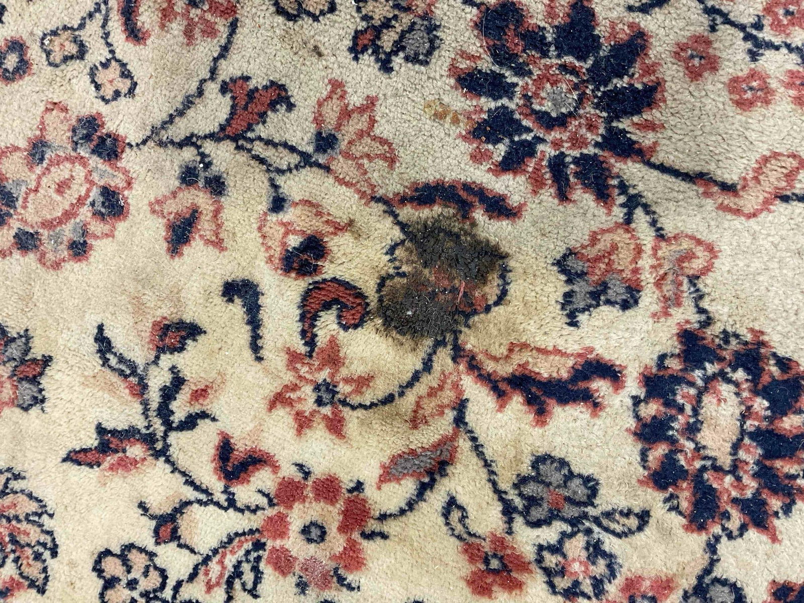 Vintage Bigelow Cream & Navy Blue Wool Pile Persian Rug in Tabriz Pattern. 94" x 130" - 9
