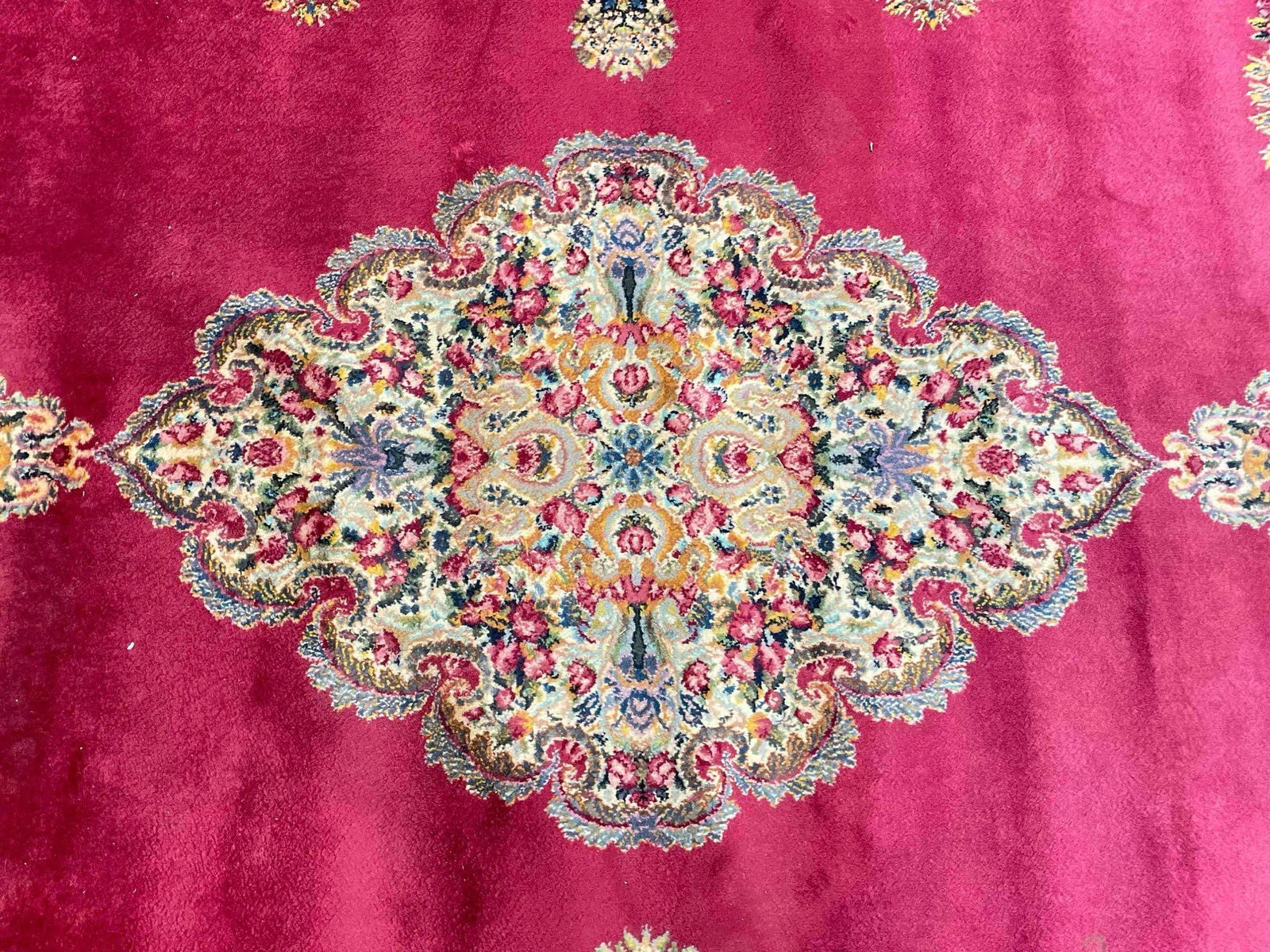 Vintage Karastan Burgundy & Gold Wool Pile Persian Rug in Kirman Style. 108" x 144" - 3