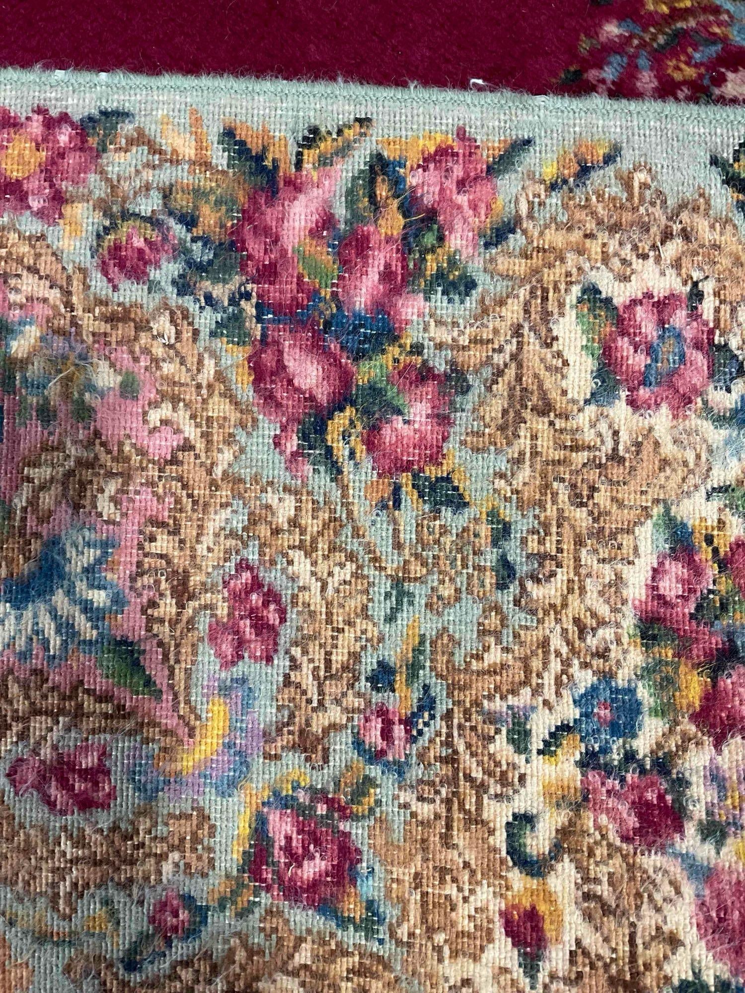 Vintage Karastan Burgundy & Gold Wool Pile Persian Rug in Kirman Style. 108" x 144" - 5